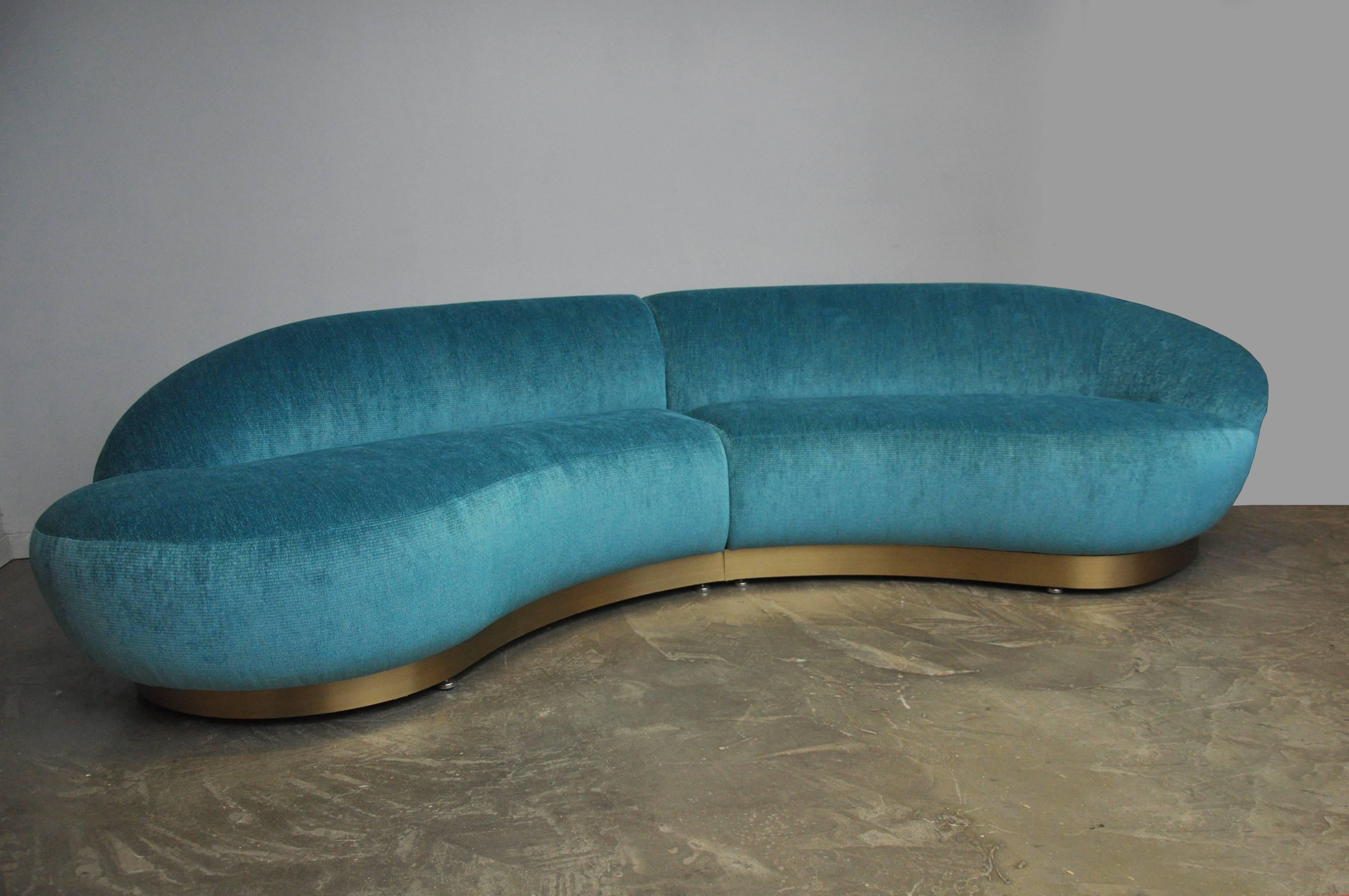 20th Century Milo Baughman Sectional Sofa on Brushed Bronze Base