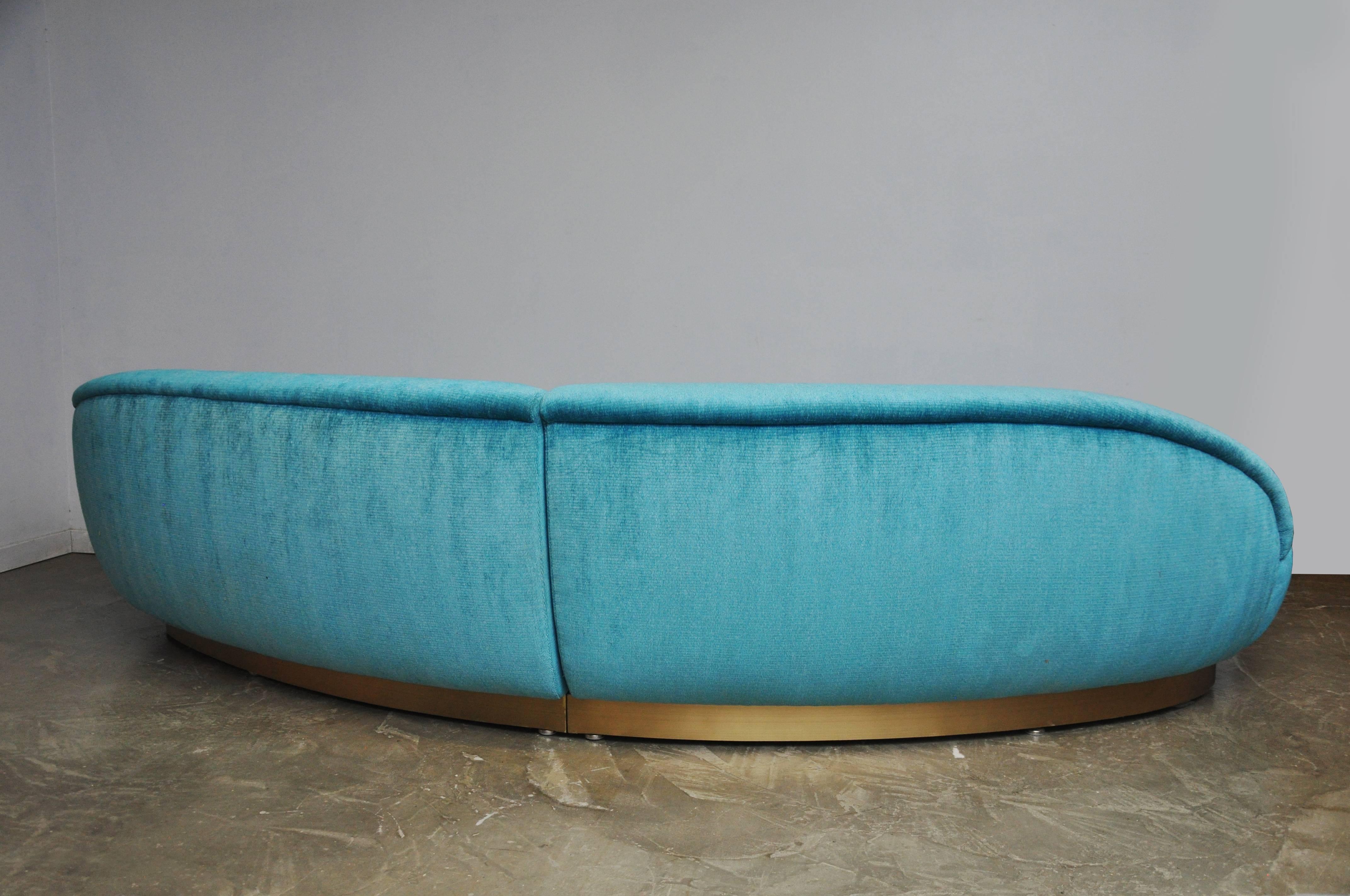 Milo Baughman Sectional Sofa on Brushed Bronze Base 2