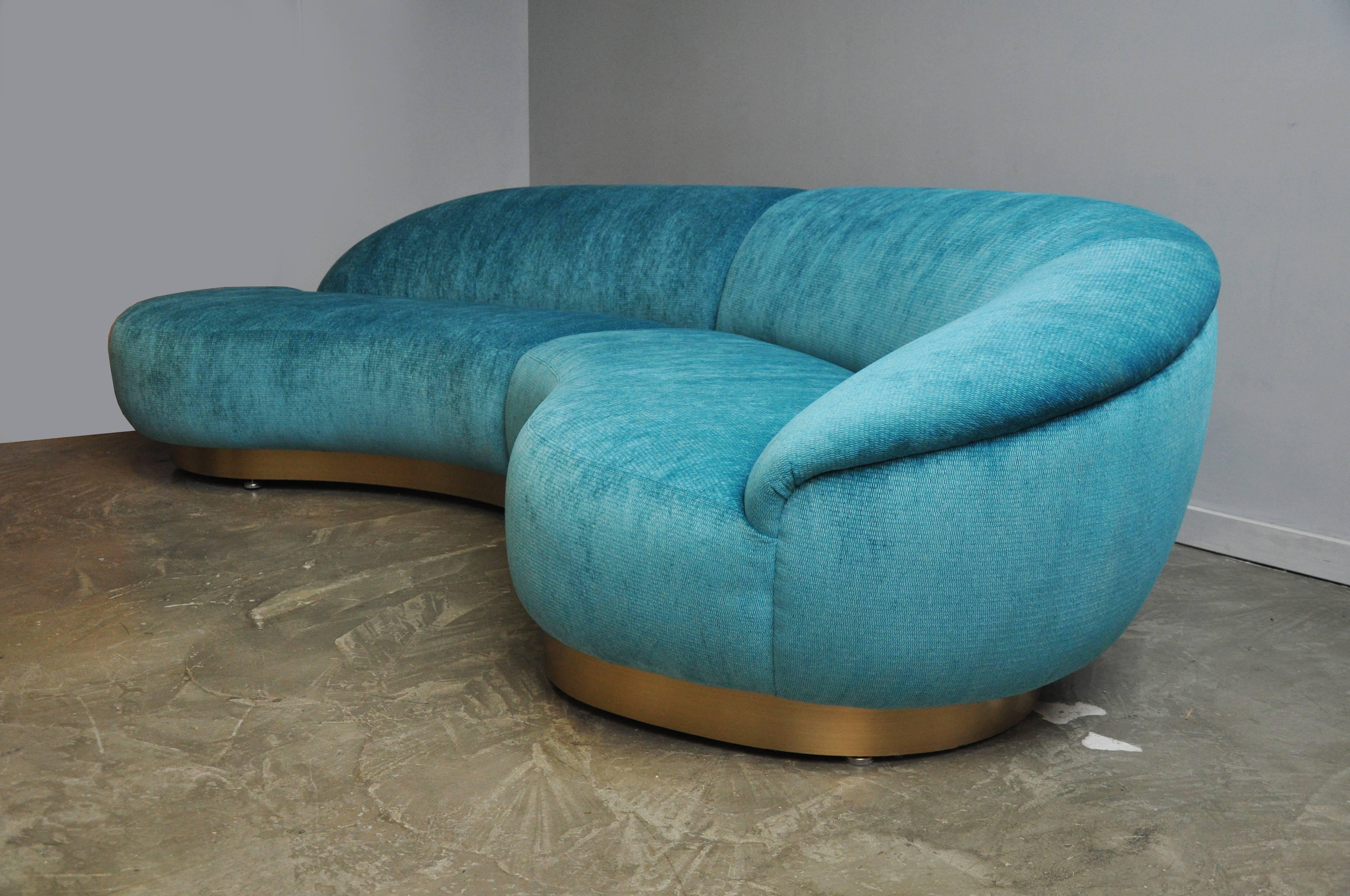 Milo Baughman Sectional Sofa on Brushed Bronze Base 1