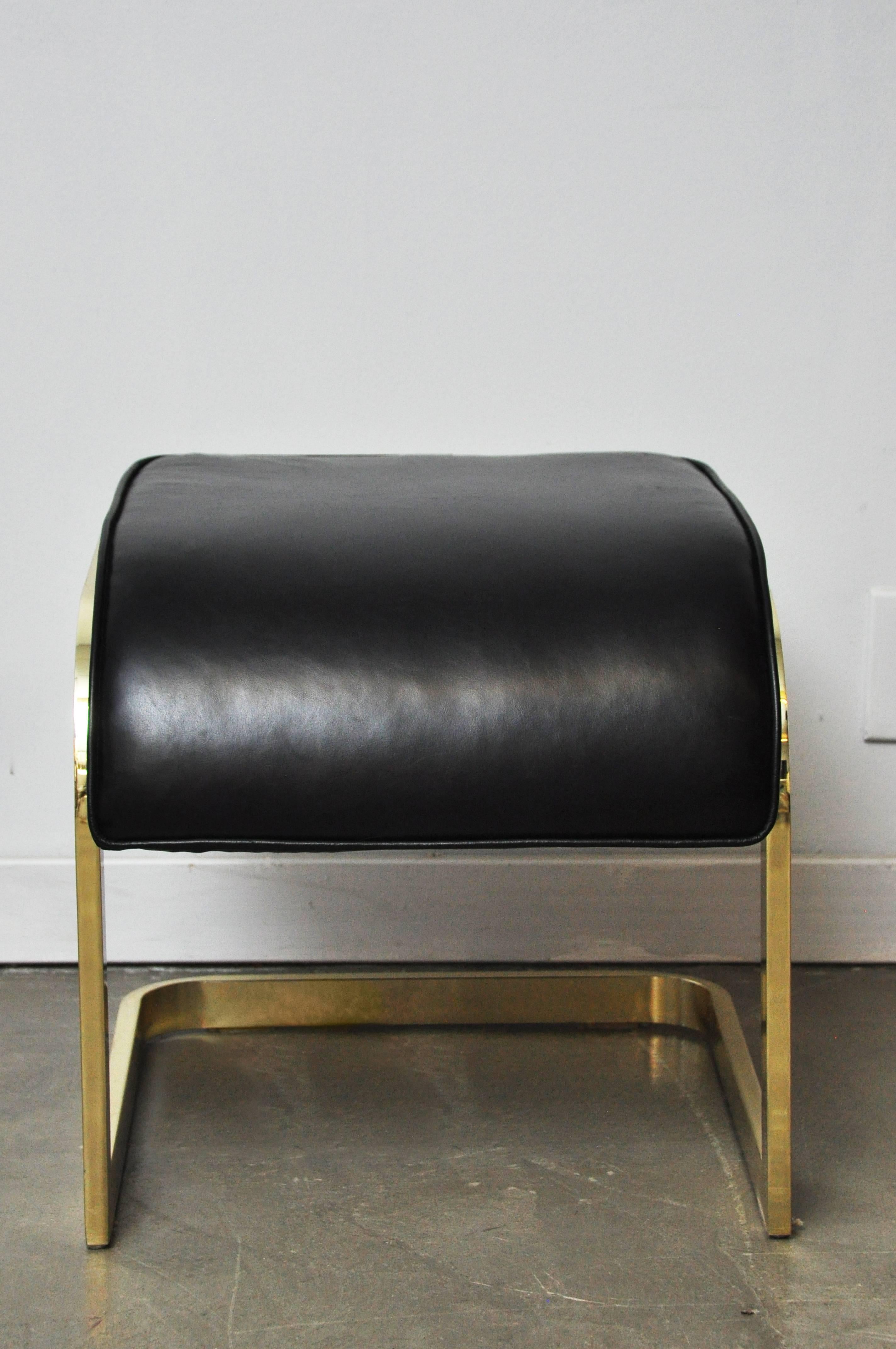 Brass and Leather Stools by DIA In Excellent Condition In Chicago, IL