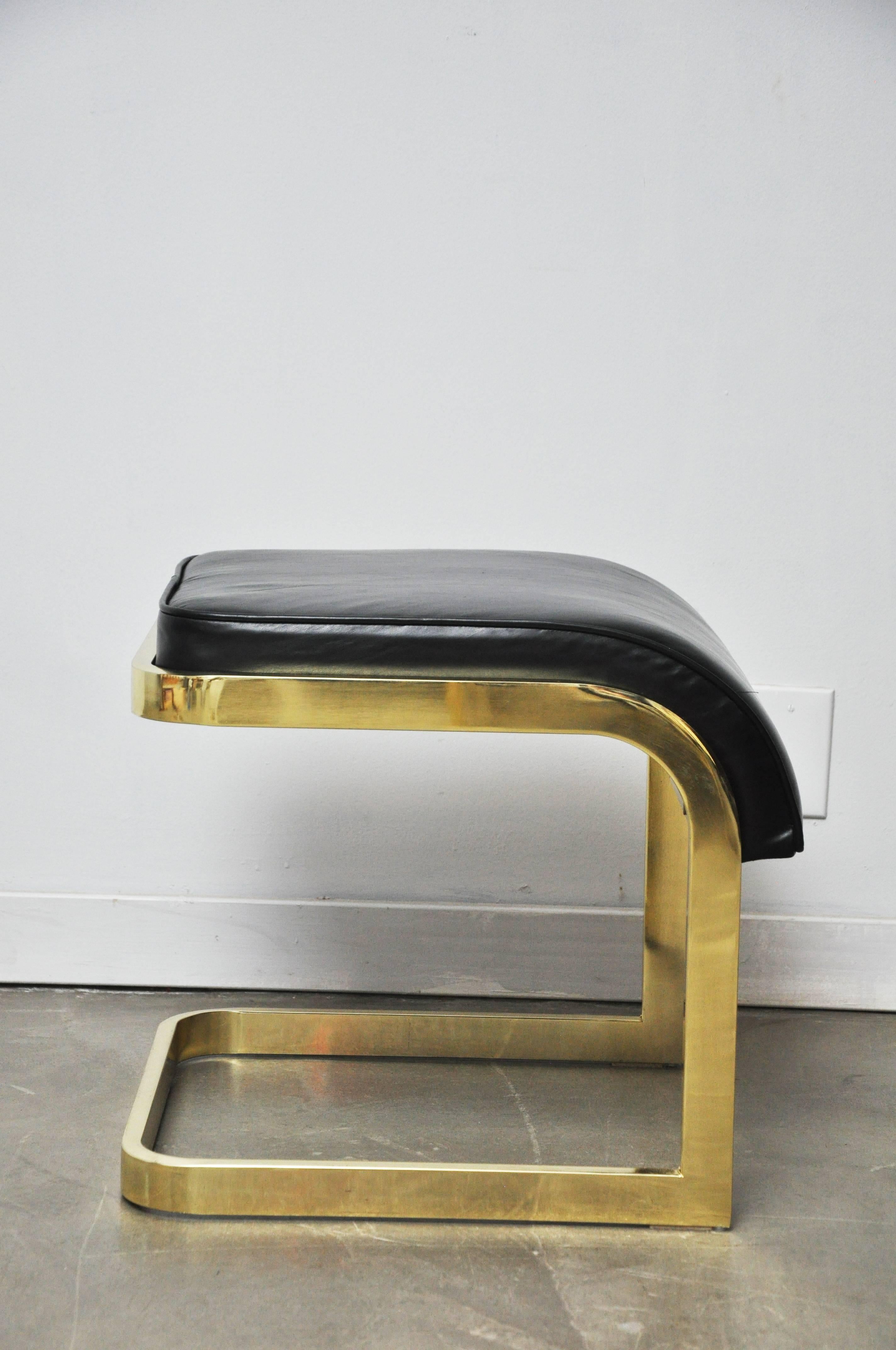 Mid-Century Modern Brass and Leather Stools by DIA