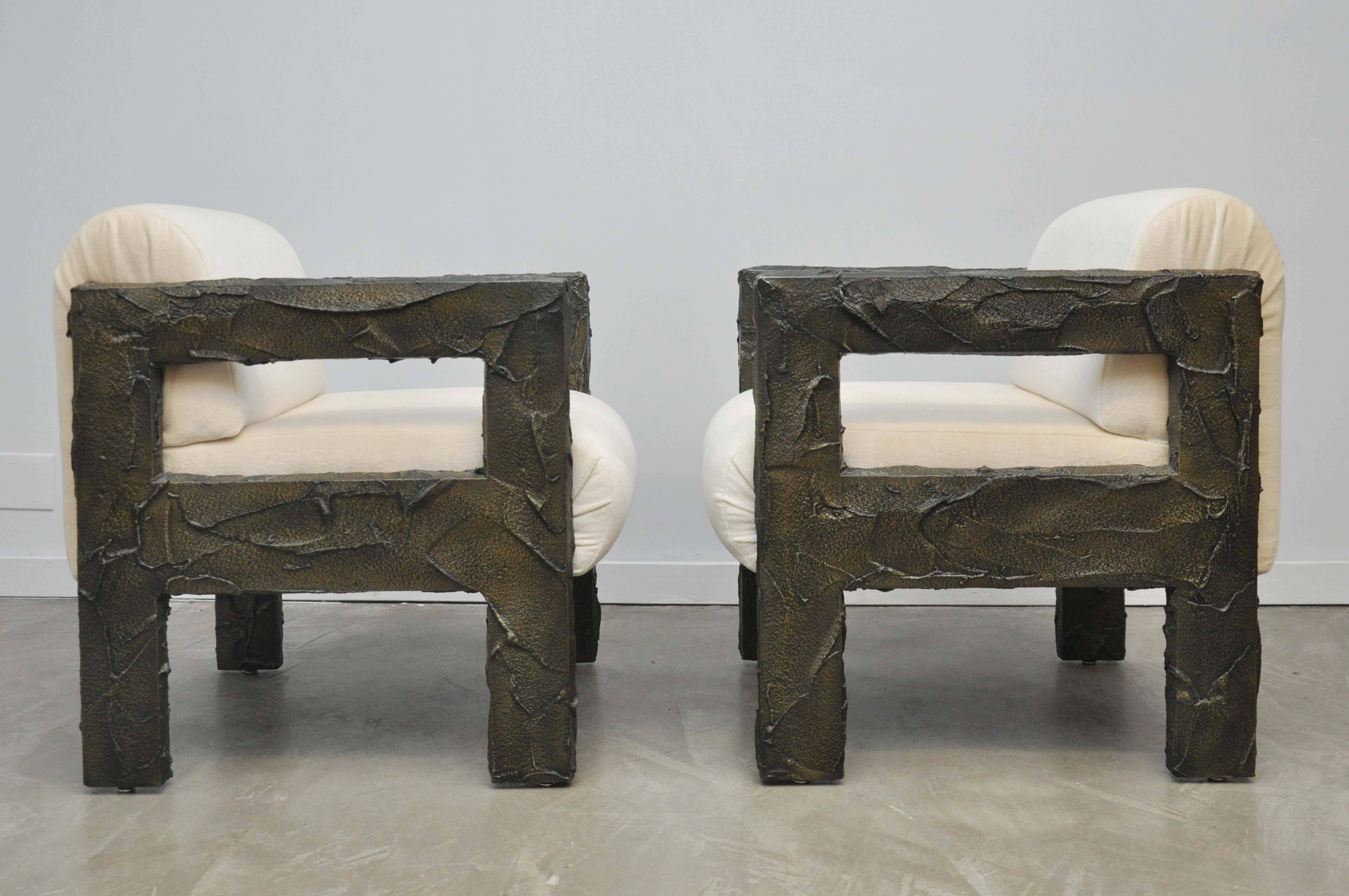 Paul Evans Sculpted Bronze Lounge Chairs 1