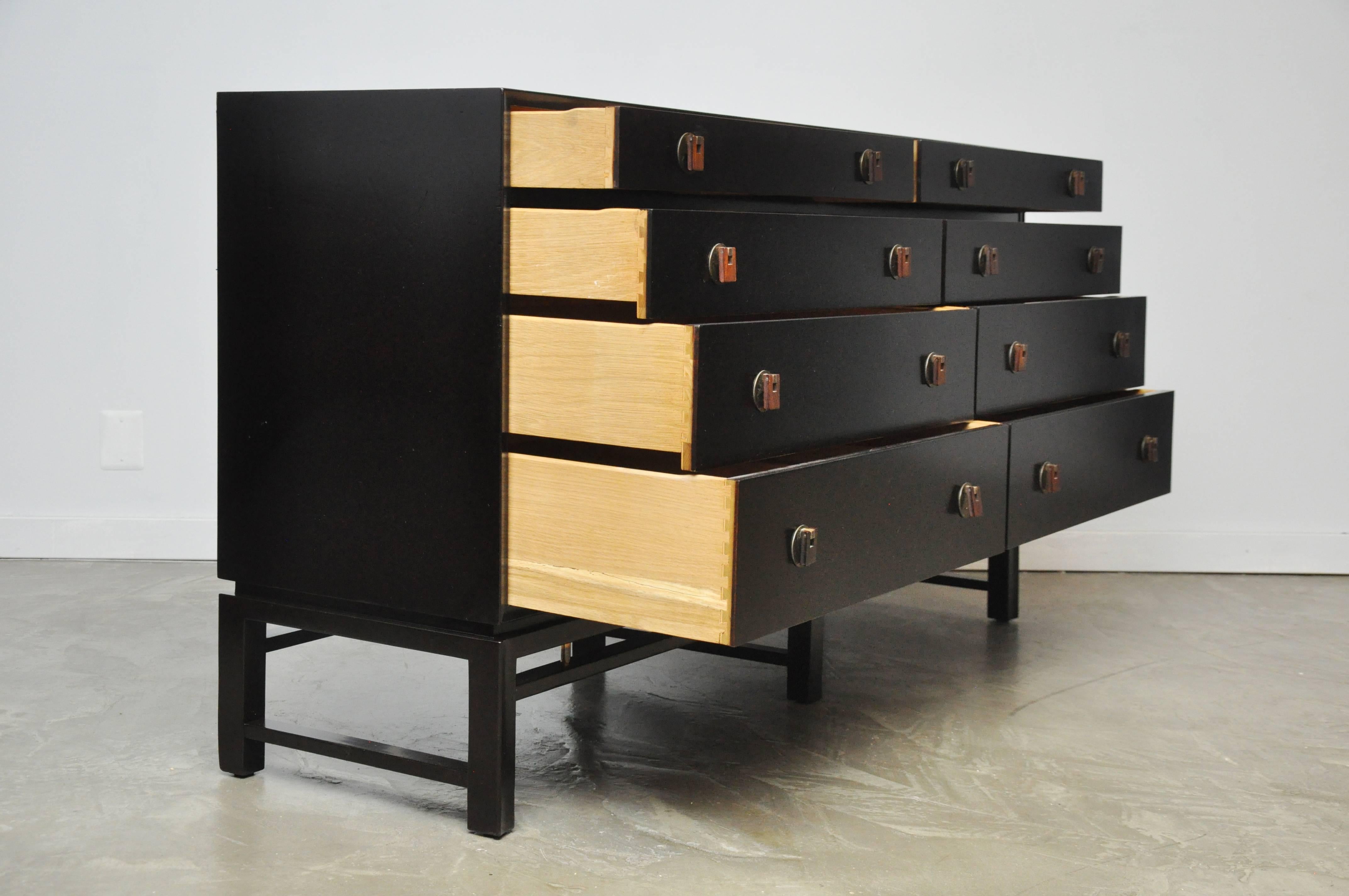 20th Century Dunbar Dresser by Edward Wormley with Brass and Rosewood Pulls