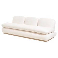 Modern Drama White Boucle Pouf Sofa
