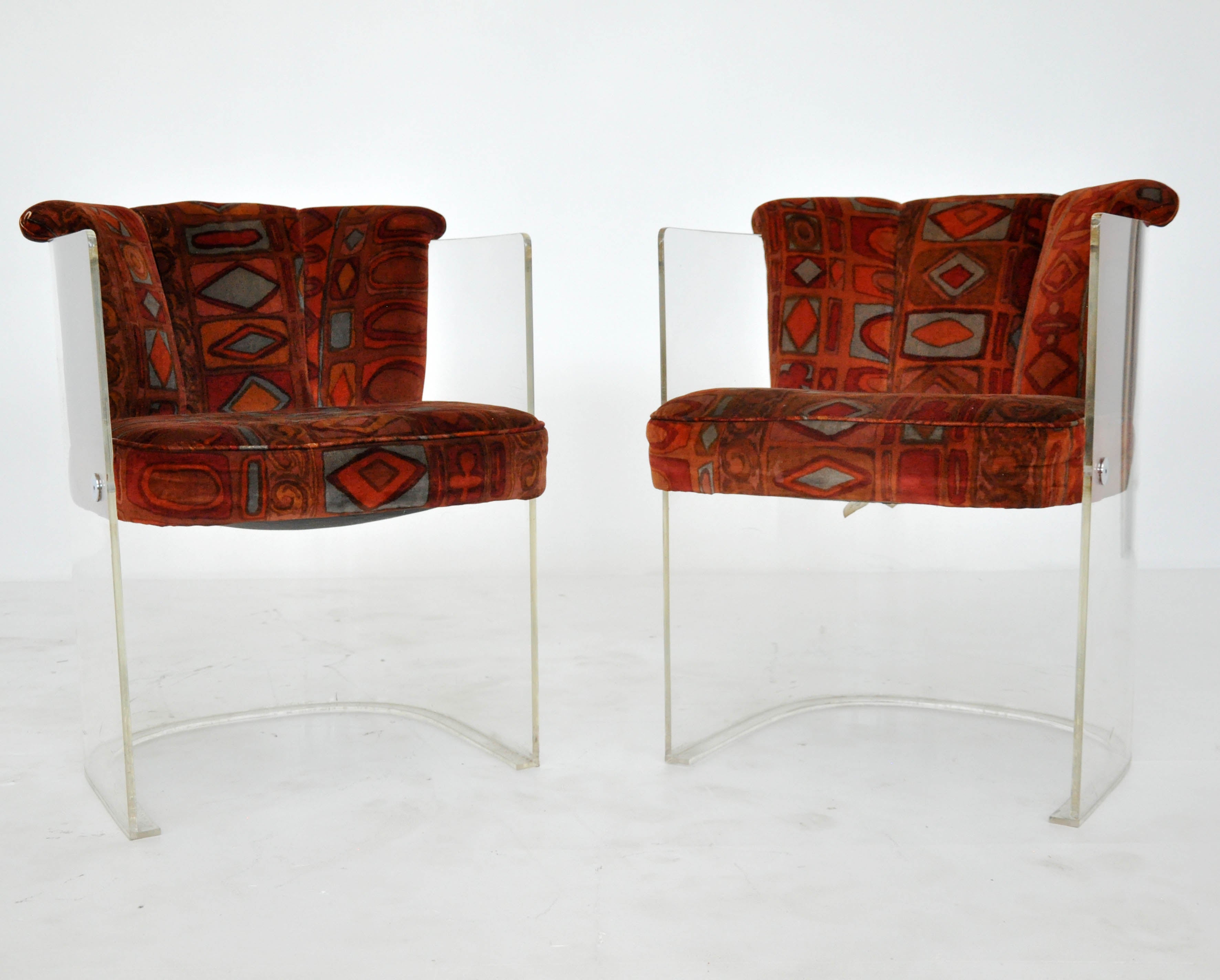Vladimir Kagan Lucite Barrel Lounge Chairs