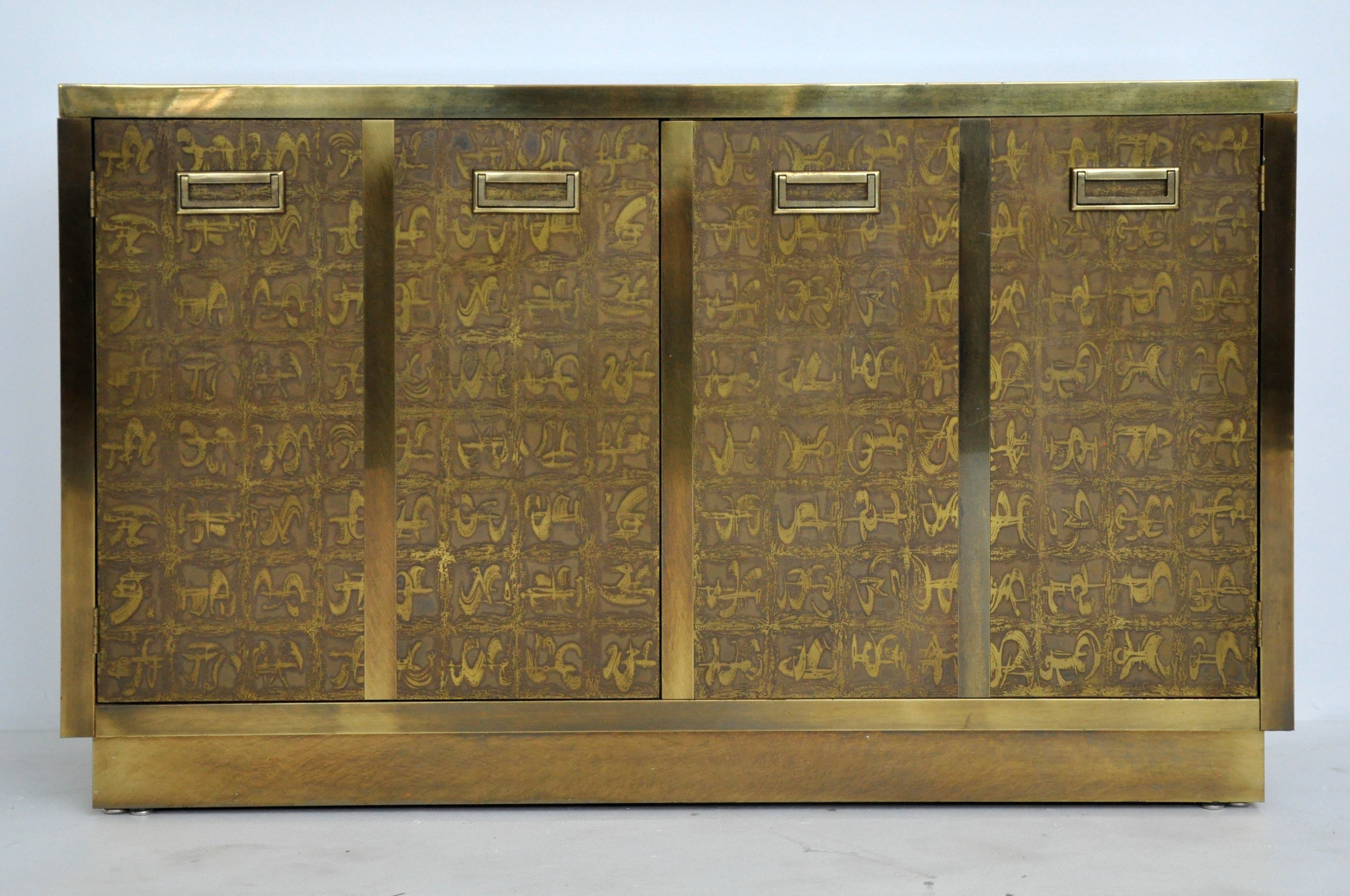 Mastercraft Acid-Etched Brass Cabinet by Bernard Rohne