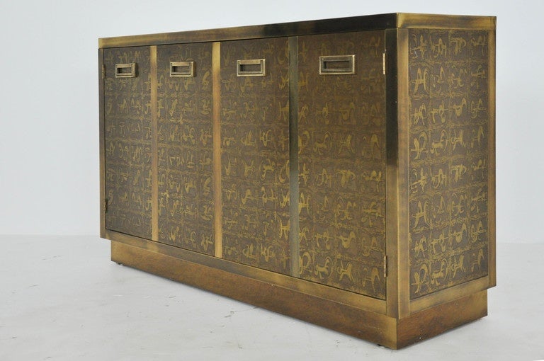 Mastercraft Acid-Etched Brass Cabinet by Bernard Rohne 1