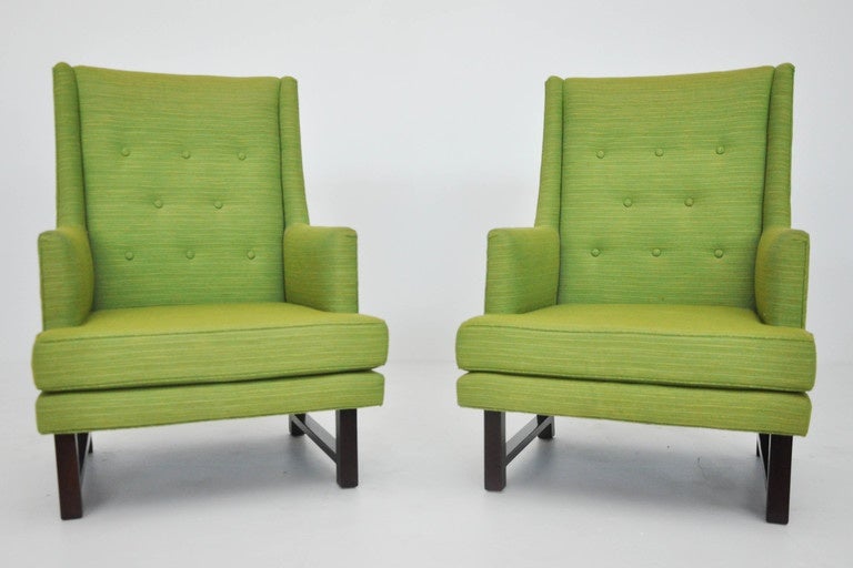 Mid-Century Modern Dunbar High Back Lounge Chairs by Edward Wormley