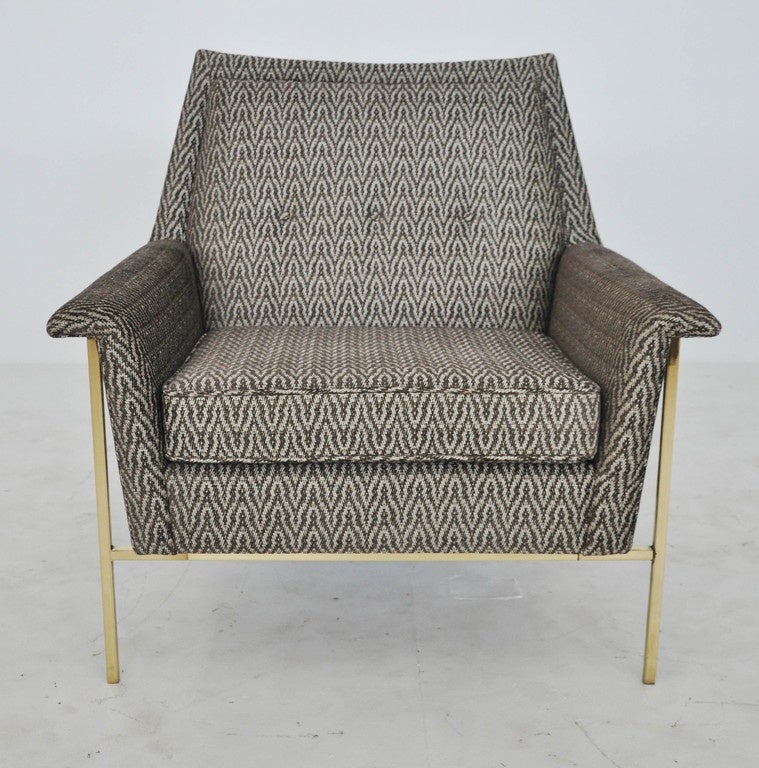 Brass frame lounge chair attributed to Harvey Probber.