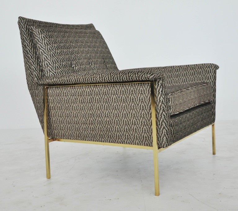 American Brass Frame Lounge Chair Attributed to Harvey Probber