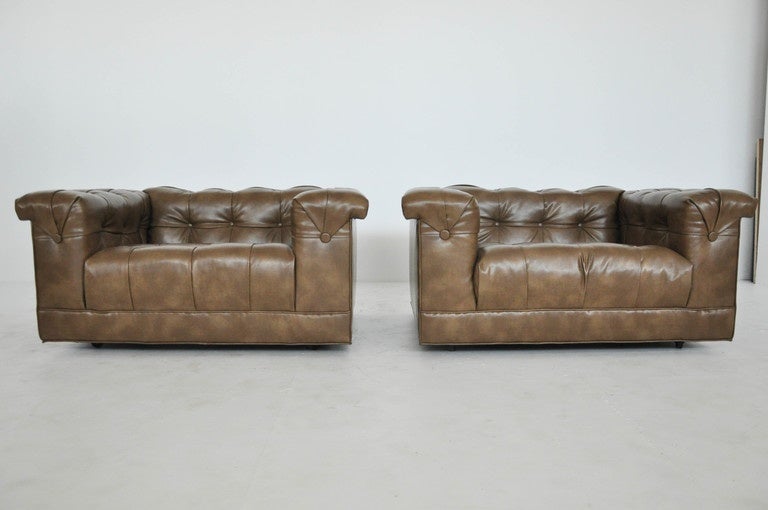 Modern Chesterfield tufted lounge chairs by Edward Wormley for Dunbar.

*Part sofa and settee also available  