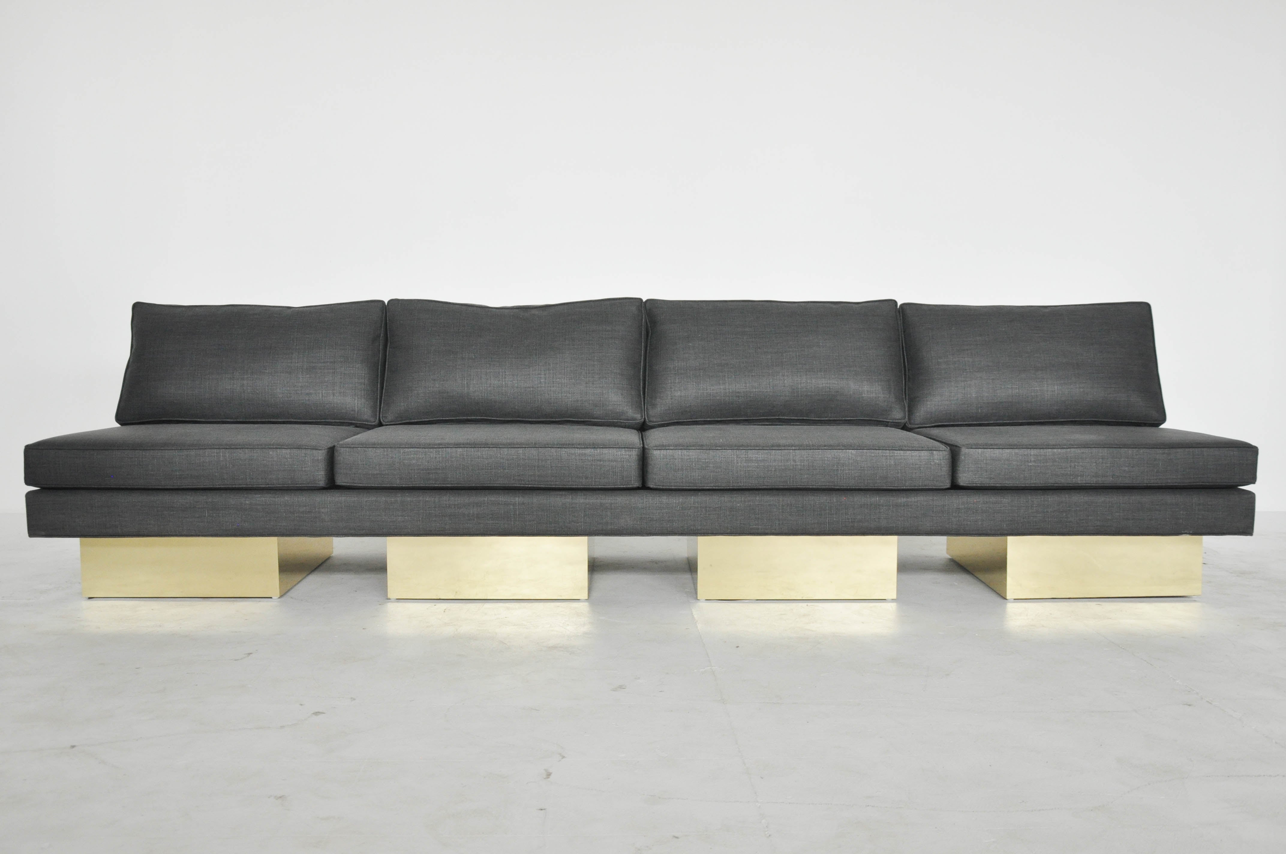 Milo Baughman Brass Platform Sofa