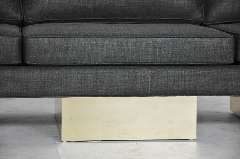 American Milo Baughman Brass Platform Sofa