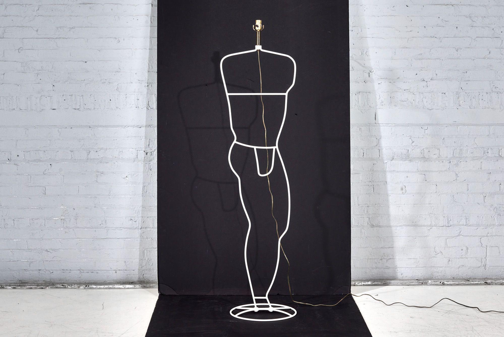 Postmodern Line art Human Figural floor lamp, 1970. Restored.