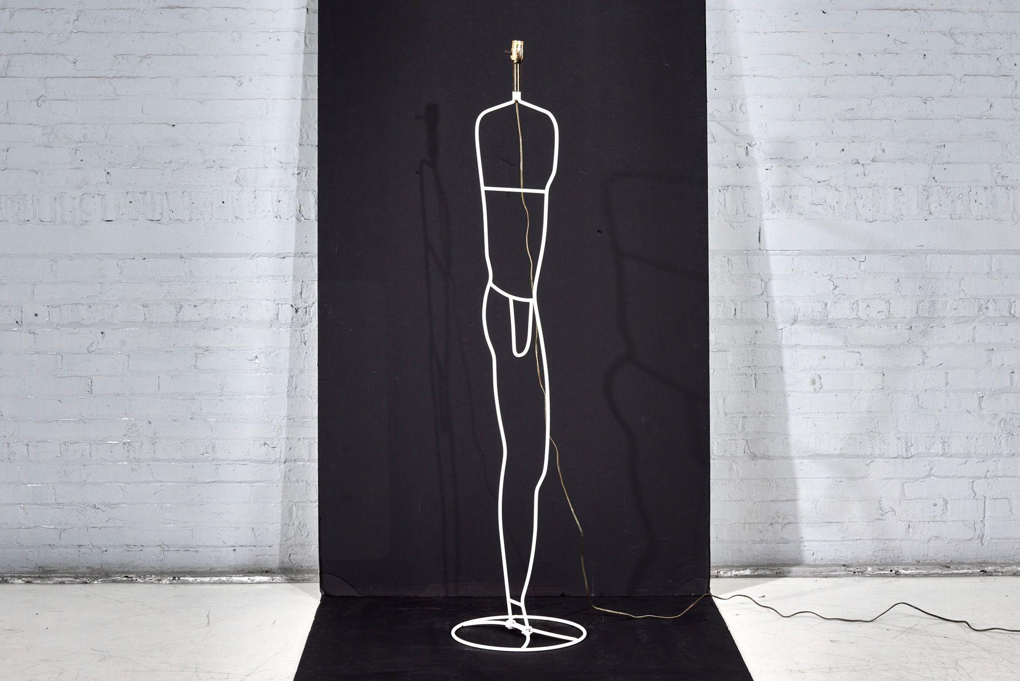 American Post Modern Line Art Human Figural Floor Lamp, 1970 For Sale