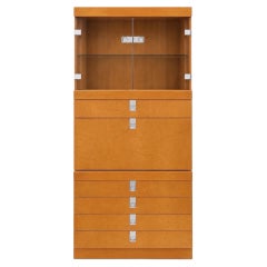 Baker Furniture Burl Wood/Glass Dry Bar/Cocktail Cabinet, 1970