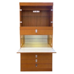 Baker Furniture Burl Wood/Glass Dry Bar/Cocktail Cabinet, 1970