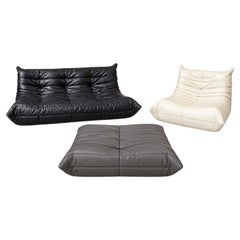 Michel Ducaroy „Togo“ – dreiteiliges Lederset für Ligne Roset, Frankreich, 1970