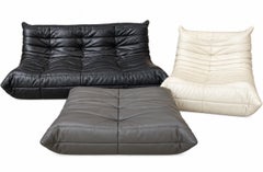 Michel Ducaroy „Togo“ – dreiteiliges Lederset für Ligne Roset, Frankreich, 1970