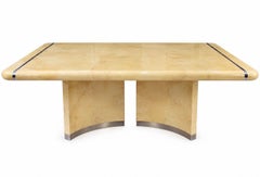 Karl Springer Goatskin Bullnose Dining Table with Chrome, 1970