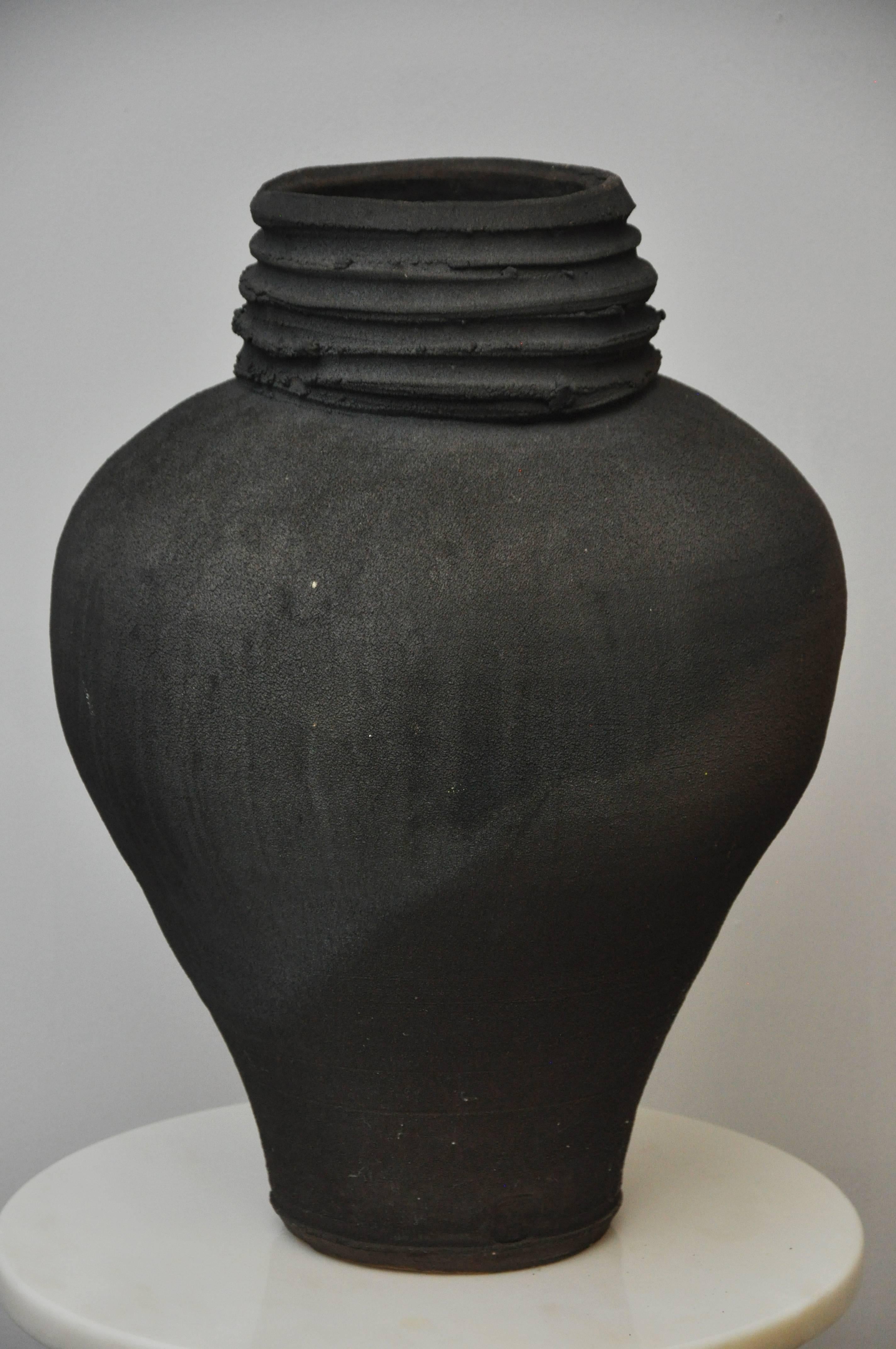 Karl Springer Black Pot Vessel, Signed, One of a Kind 2