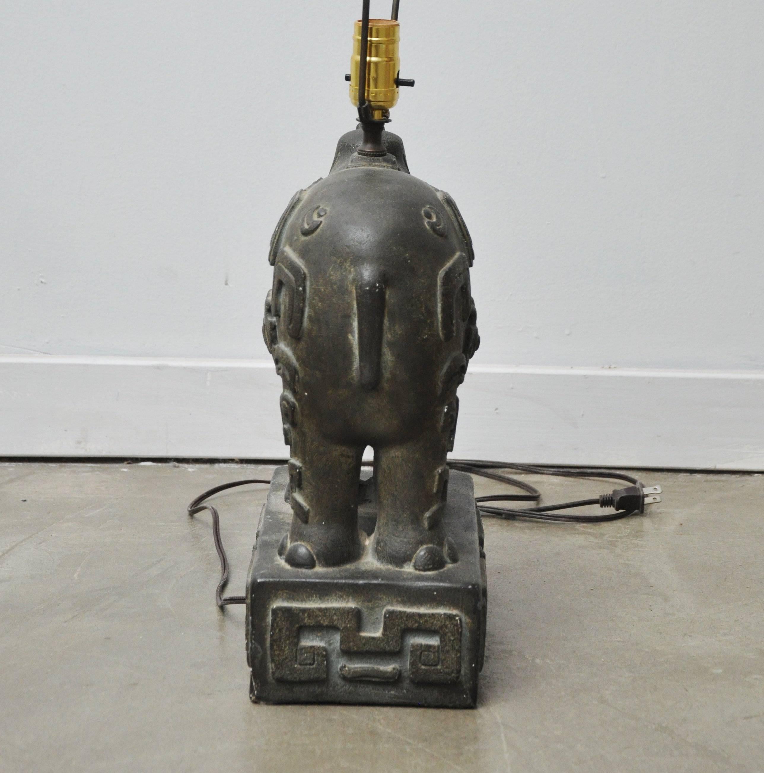 Bronzed Plaster Elephant Lamp 2