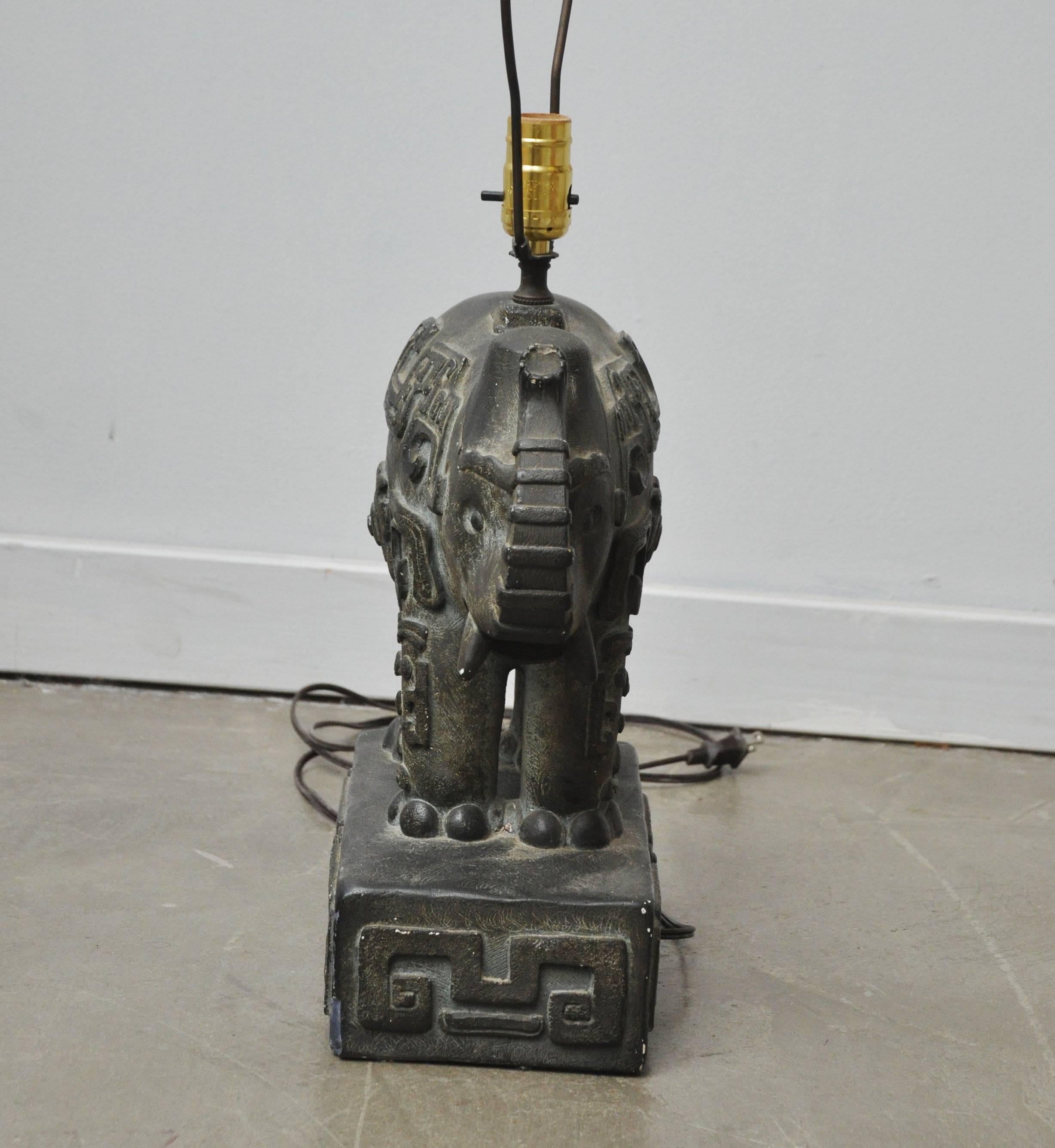 Bronzed Plaster Elephant Lamp 1