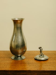 1930s Polished Pewter Lidded Urn by C.G Hallberg, attributed to Sylvia Stave