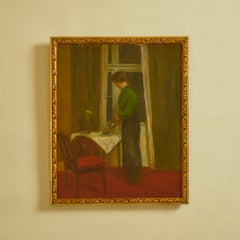 Oil on Canvas of Interiors With Woman by Poul Friis Nybo (1869-1929)