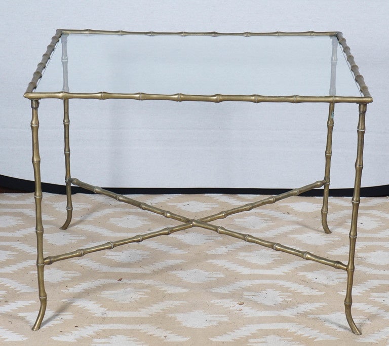 Vintage Brass Faux Bamboo Coffee Table