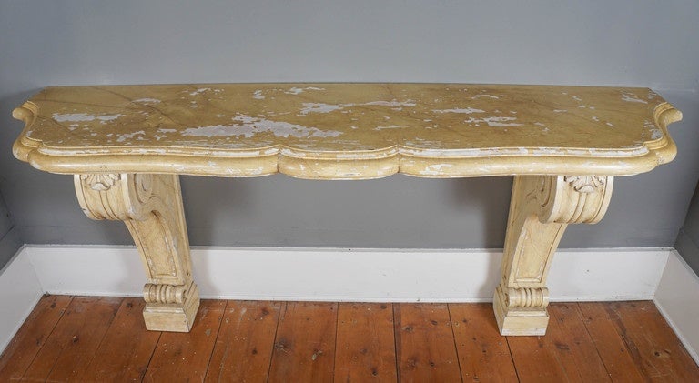 Hollywood Regency Billy Baldwin Carved and Painted Wood Console Table, circa 1955 For Sale