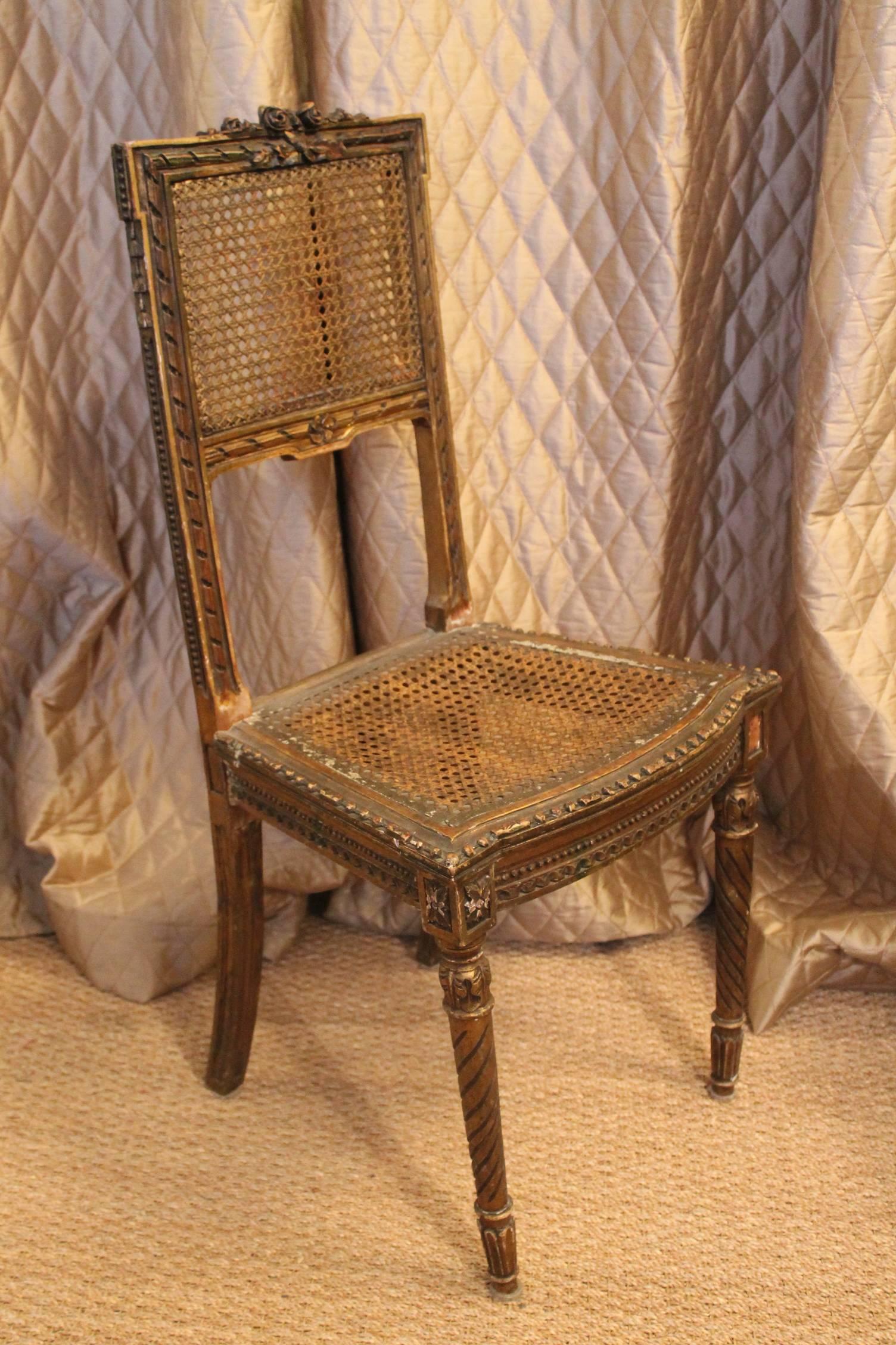 19th Century French Cane Vanity Chair For Sale 1