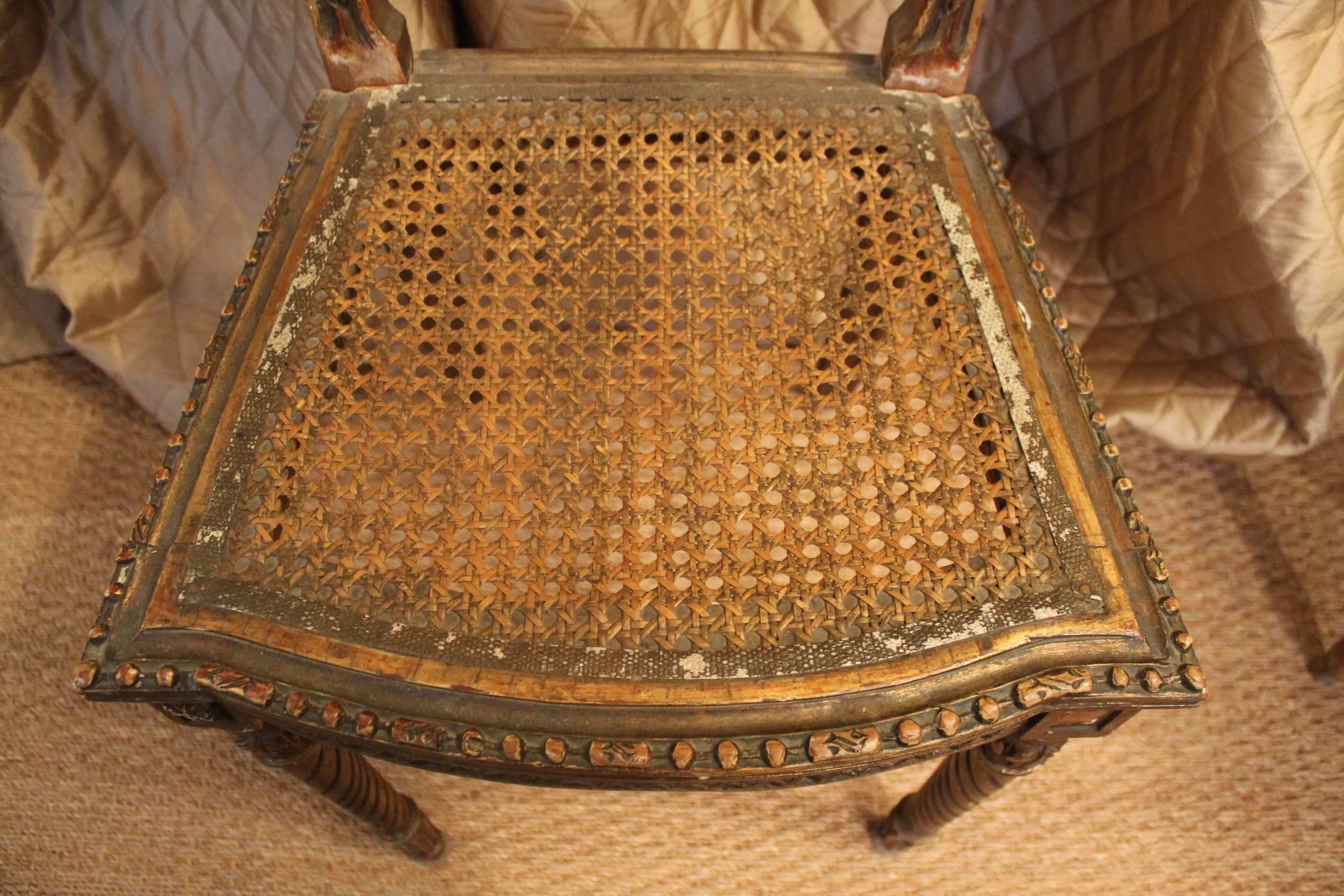 19th Century French Cane Vanity Chair For Sale 7