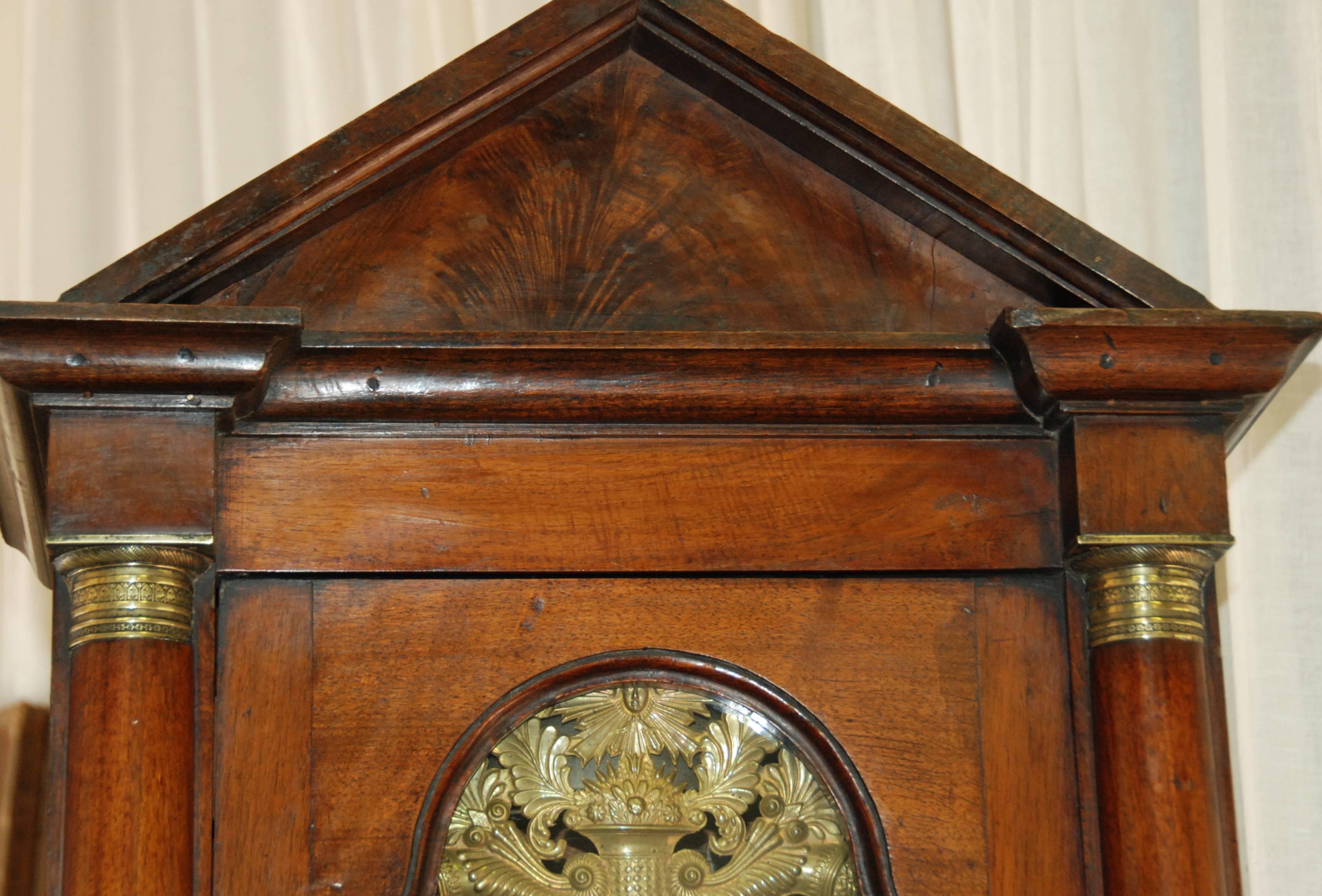Early 19th Century French Empire Walnut Case Clock For Sale 4