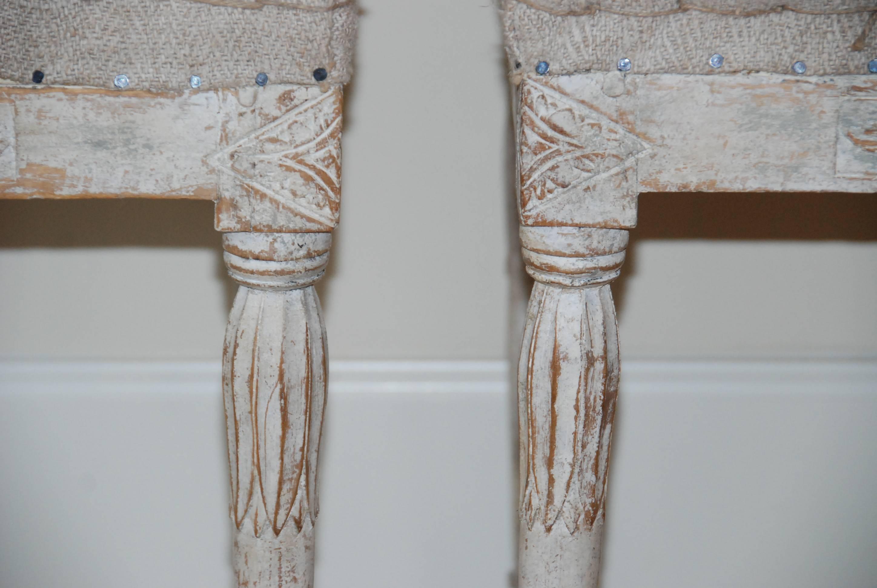 Signed Pair of Swedish Period Gustavian Stools For Sale 5