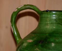 19th Century French Green Glazed Cruche or Pitcher