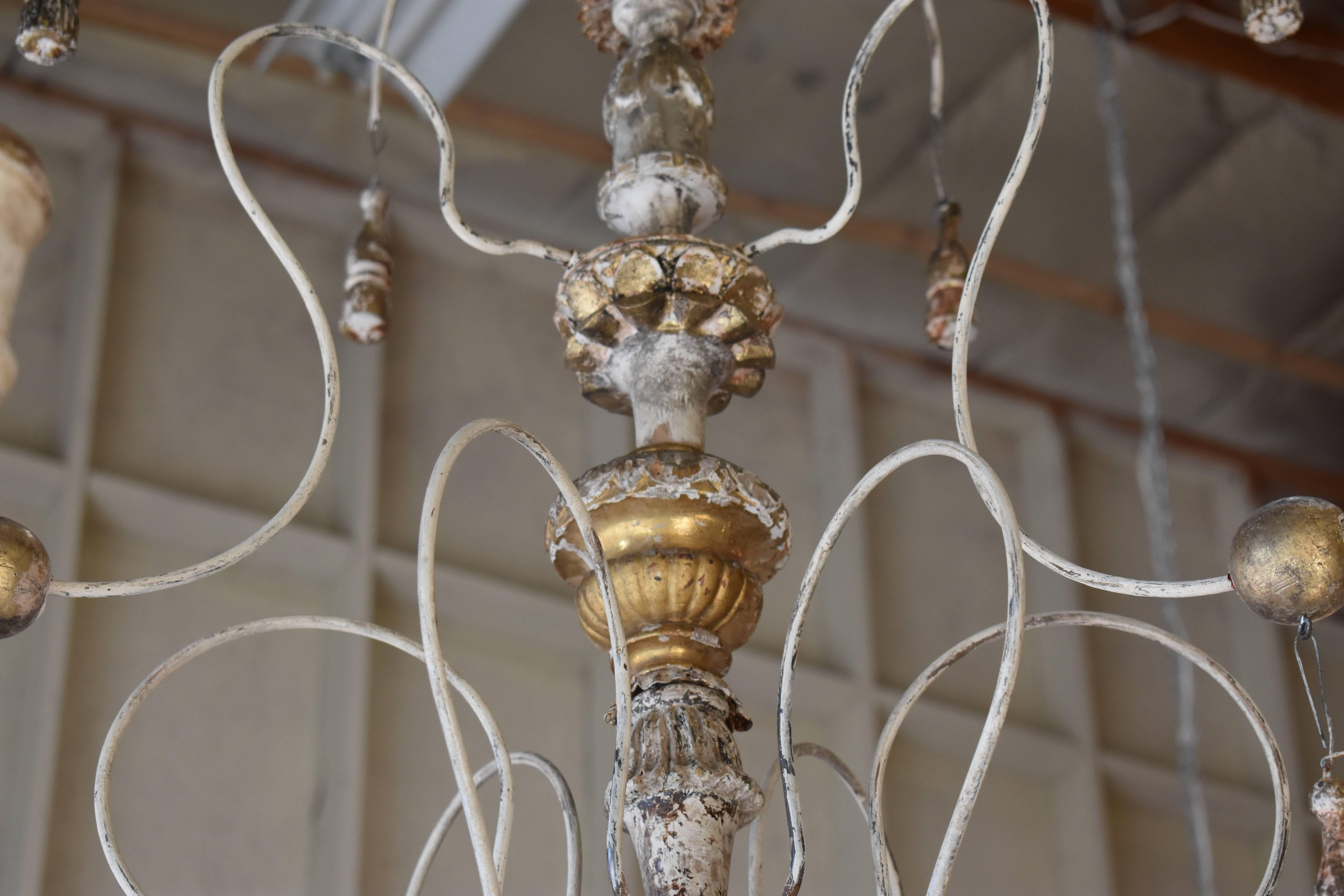 Large Italian Wood Fragment Chandelier 5