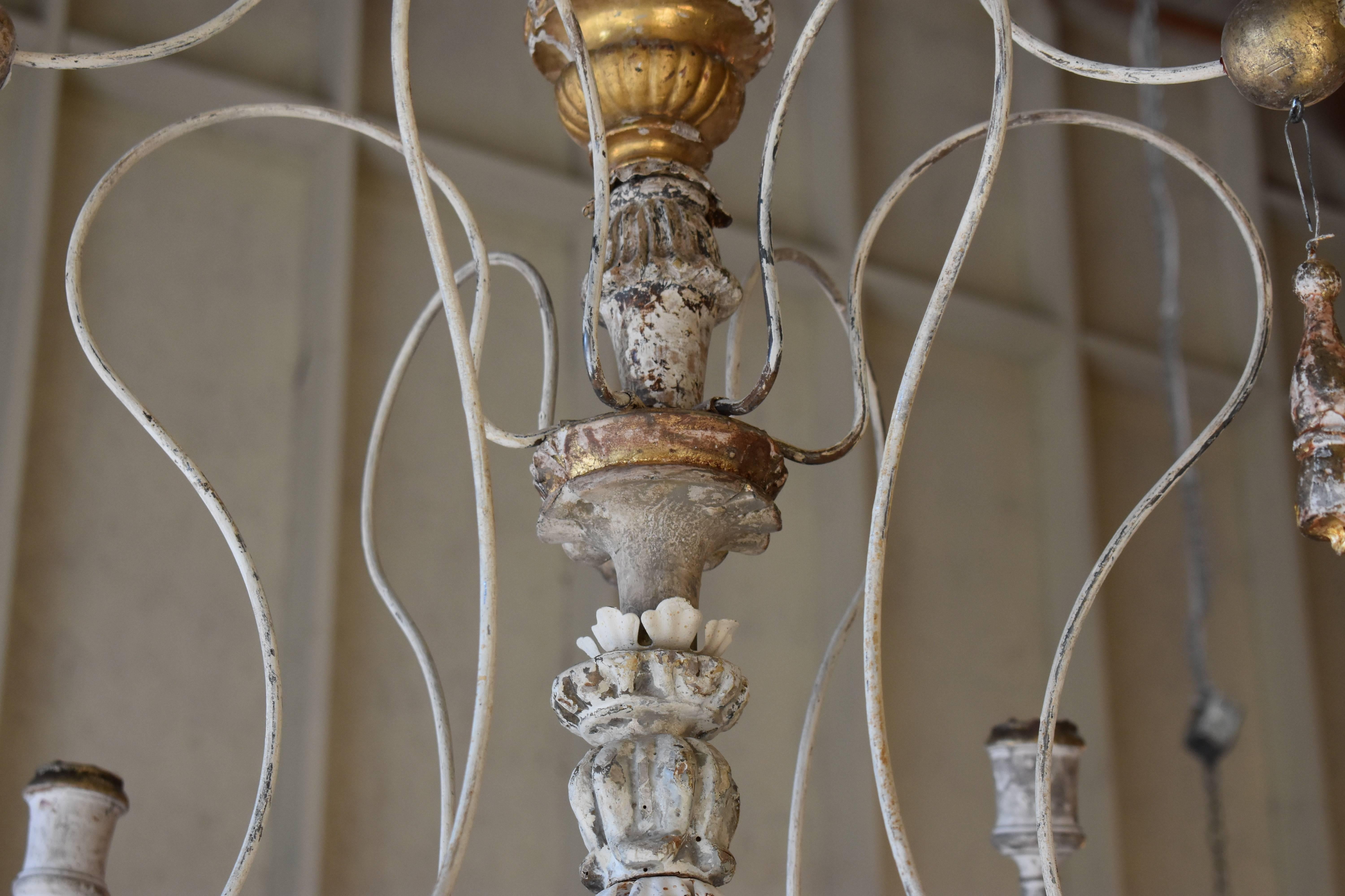 Large Italian Wood Fragment Chandelier 4