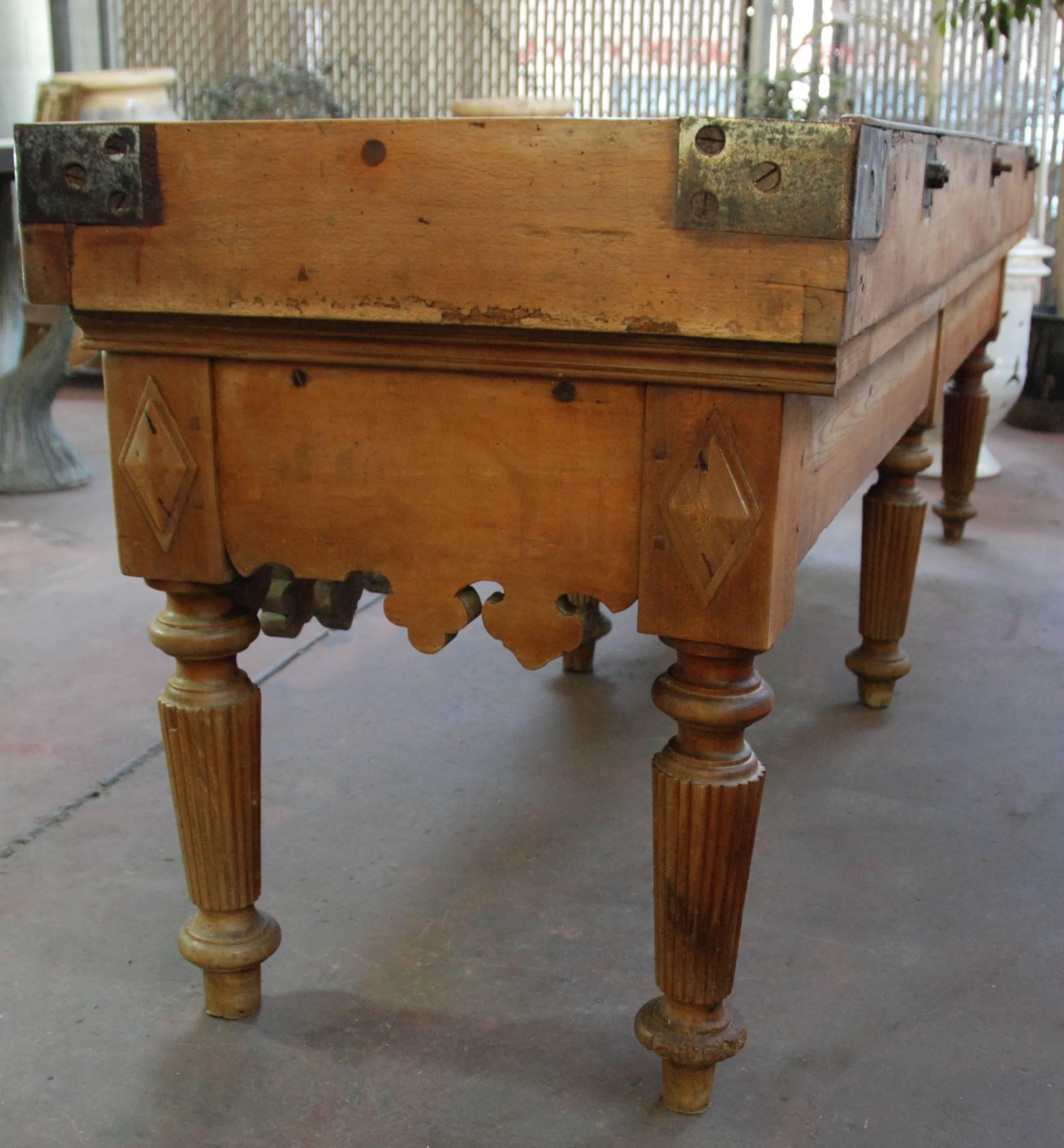 19th Century French Butcher Block In Excellent Condition In Encinitas, CA