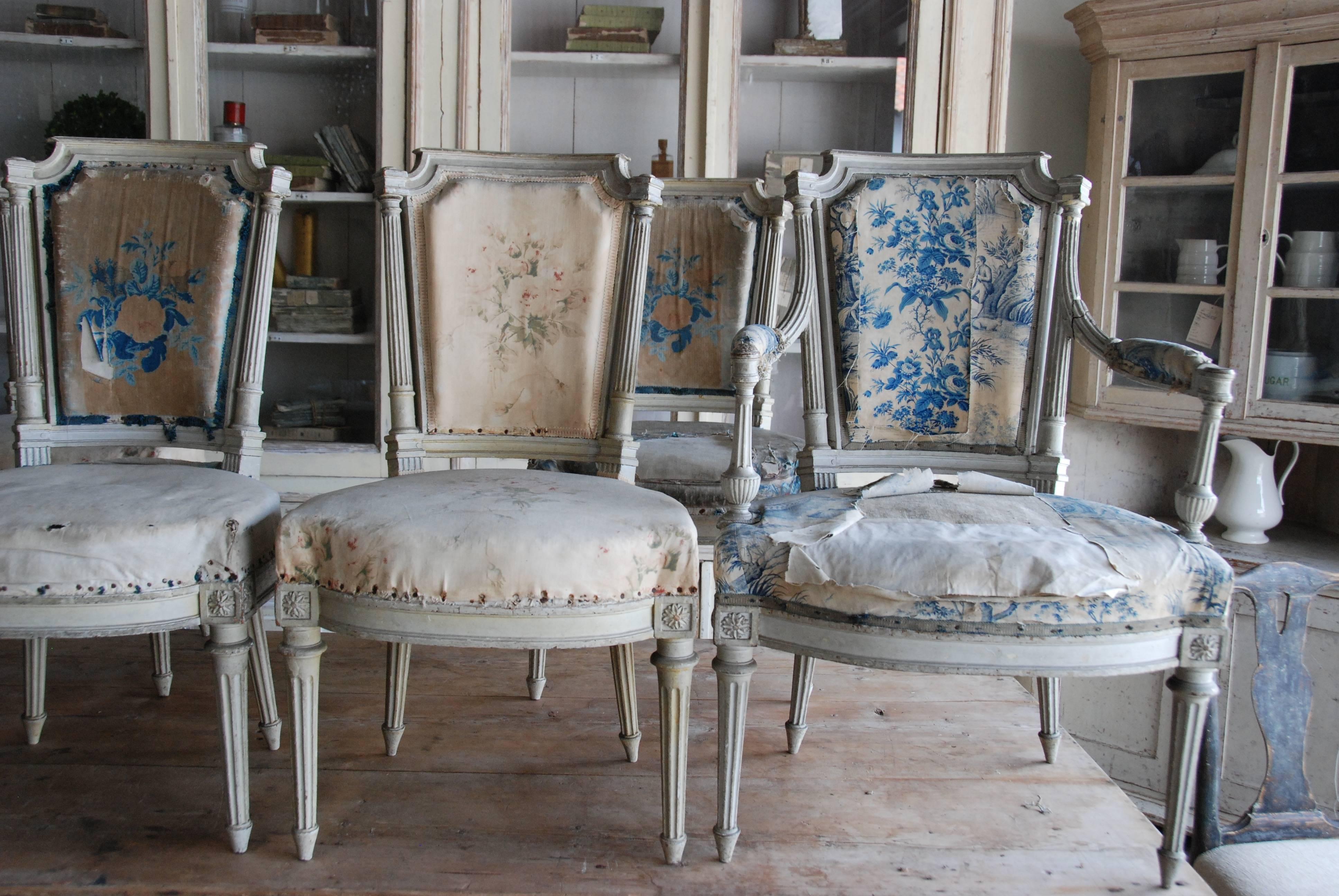 18th Century and Earlier  Set of Six French Period Louis XVI Chairs Attributed to Georges Jacob