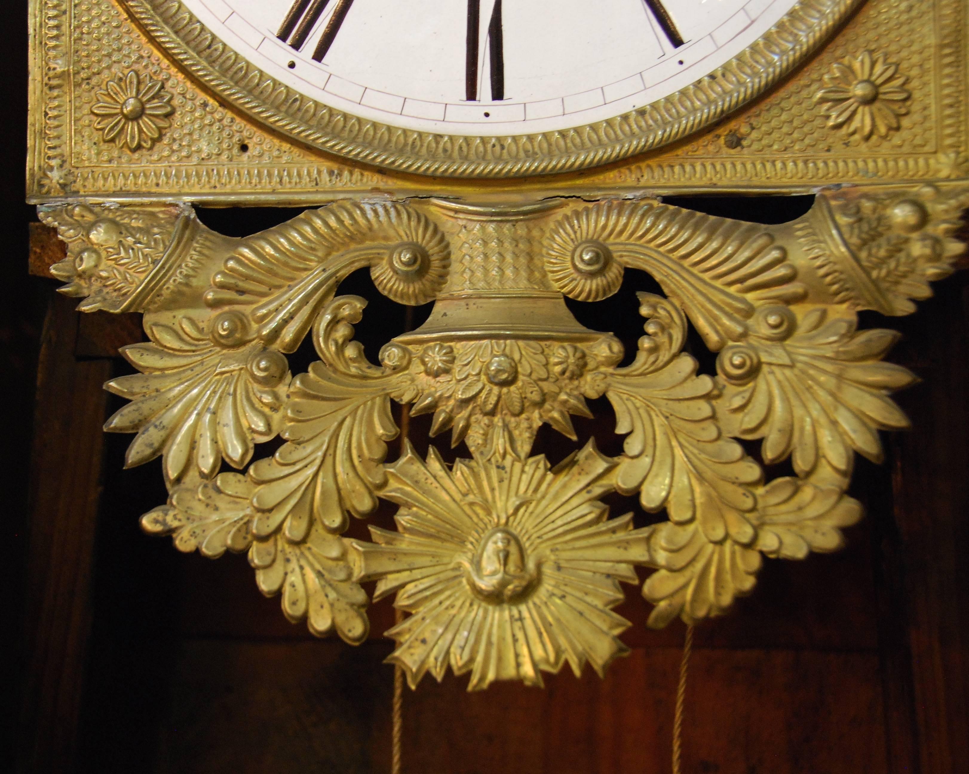 Early 19th Century French Empire Walnut Case Clock For Sale 1