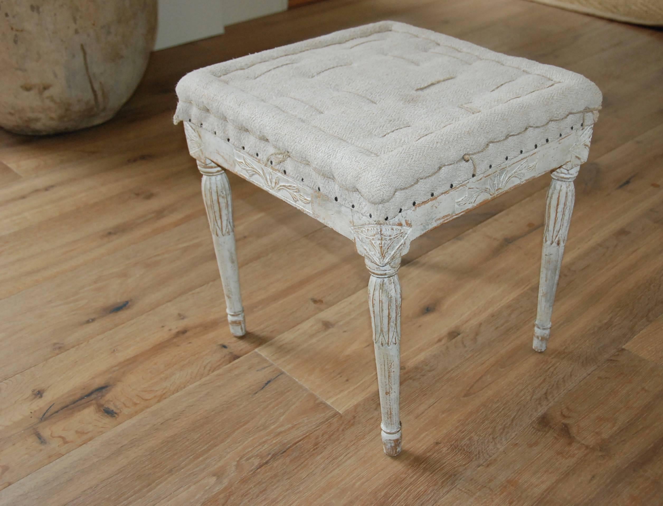 Signed Pair of Swedish Period Gustavian Stools In Excellent Condition For Sale In Encinitas, CA
