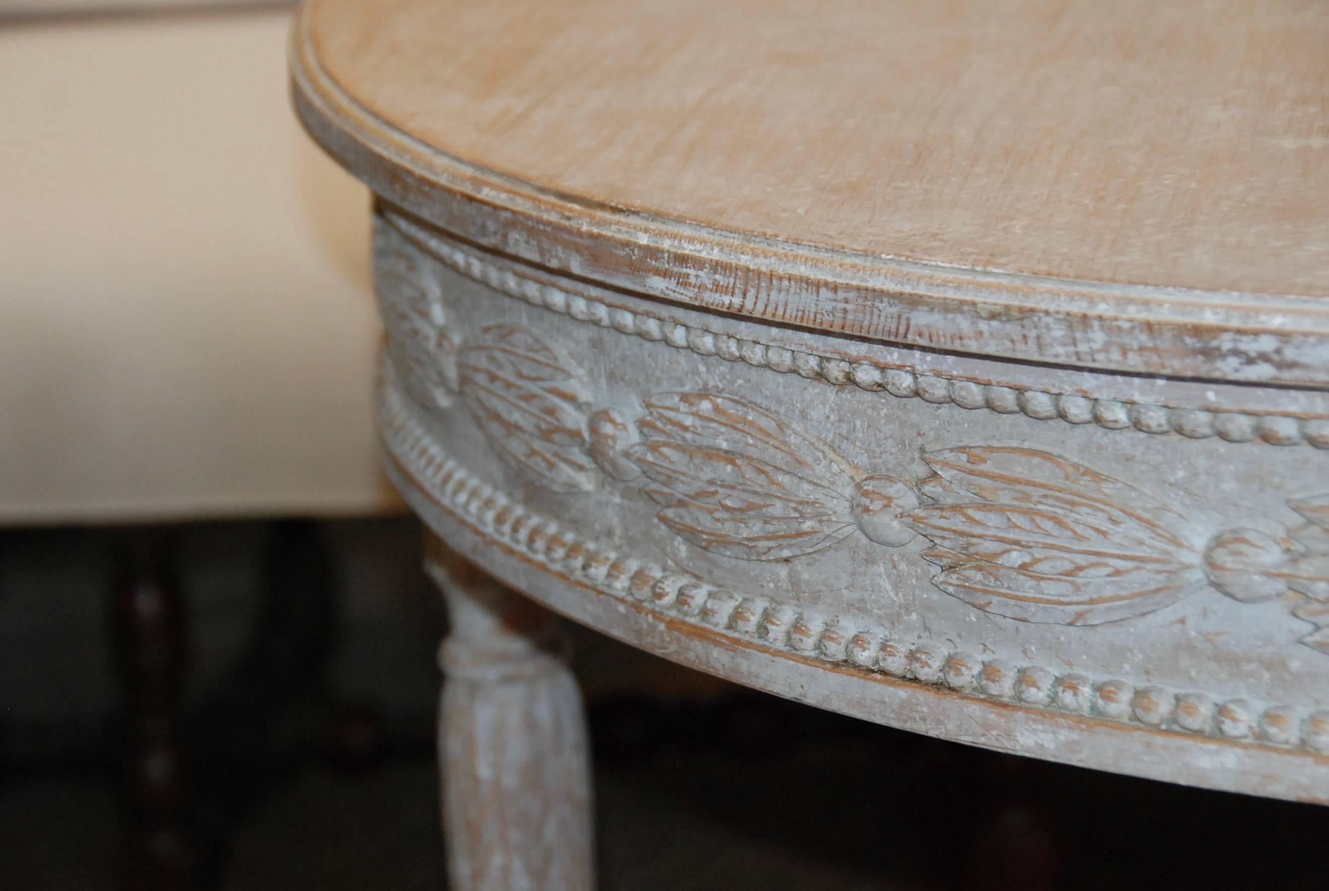 19th Century Pair of Swedish Carved Demilune Tables For Sale