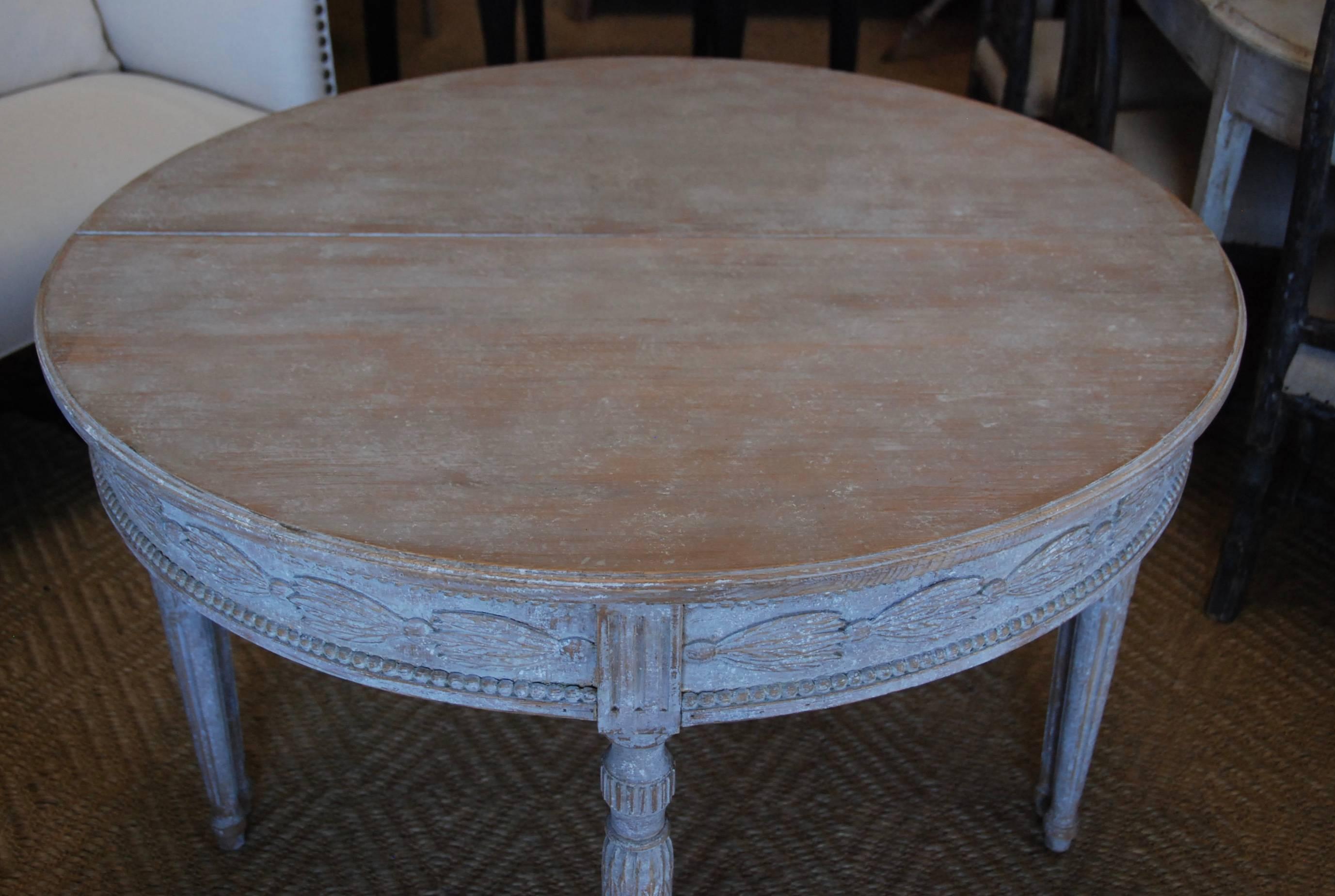 Pair of Swedish Carved Demilune Tables For Sale 3