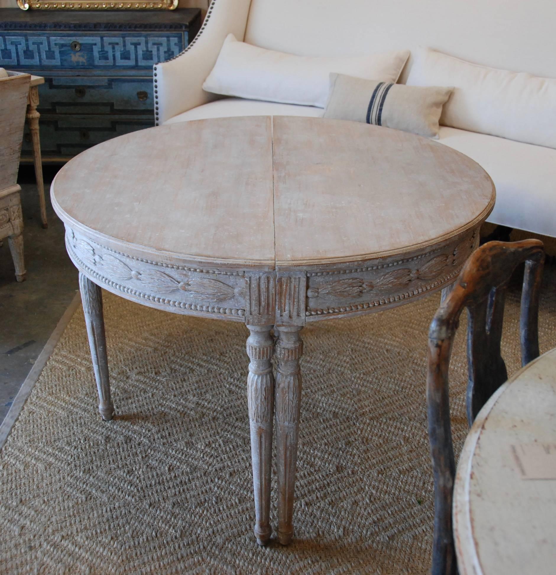 Pair of Swedish Carved Demilune Tables For Sale 2