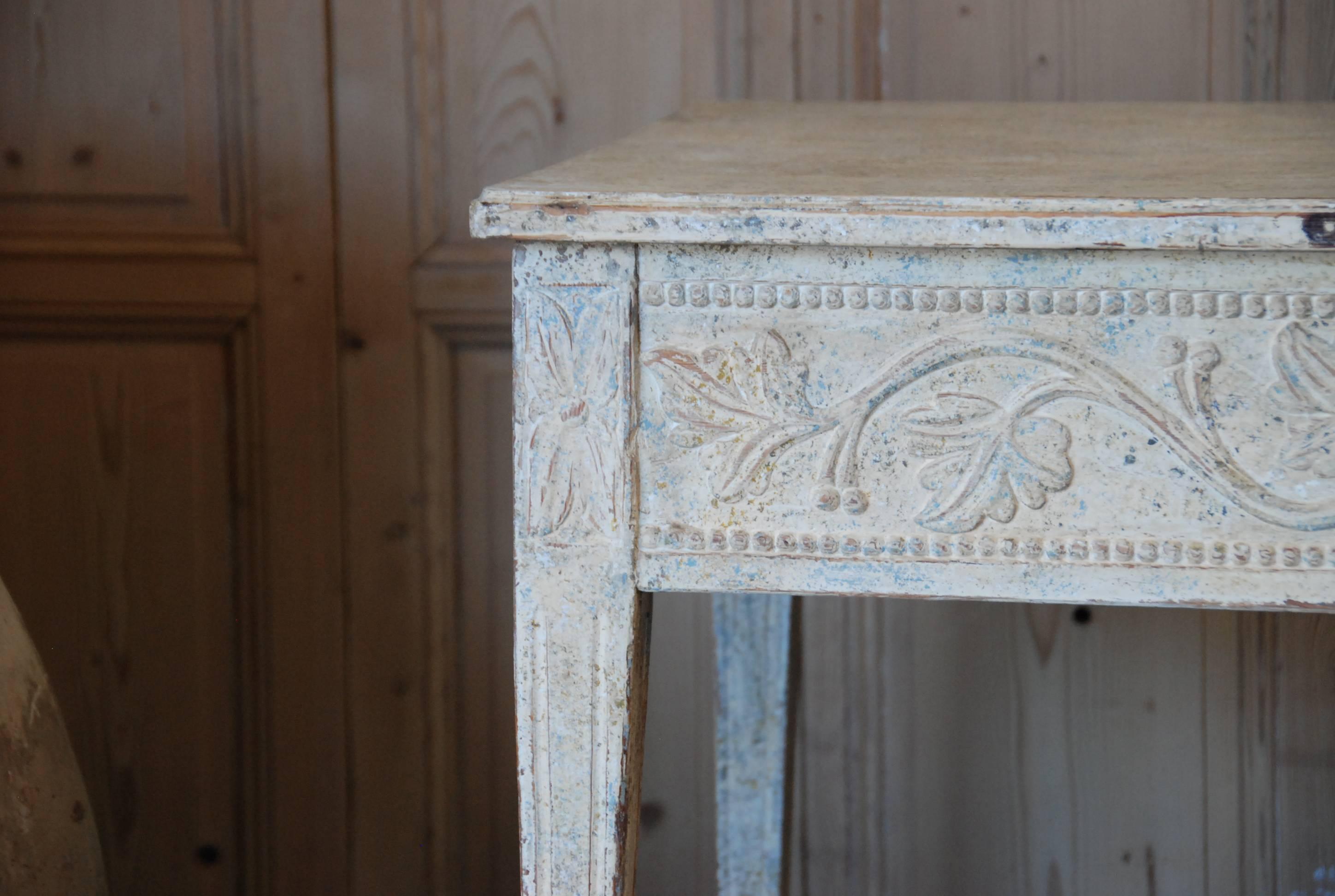 19th Century Swedish Carved Console Table In Excellent Condition In Encinitas, CA