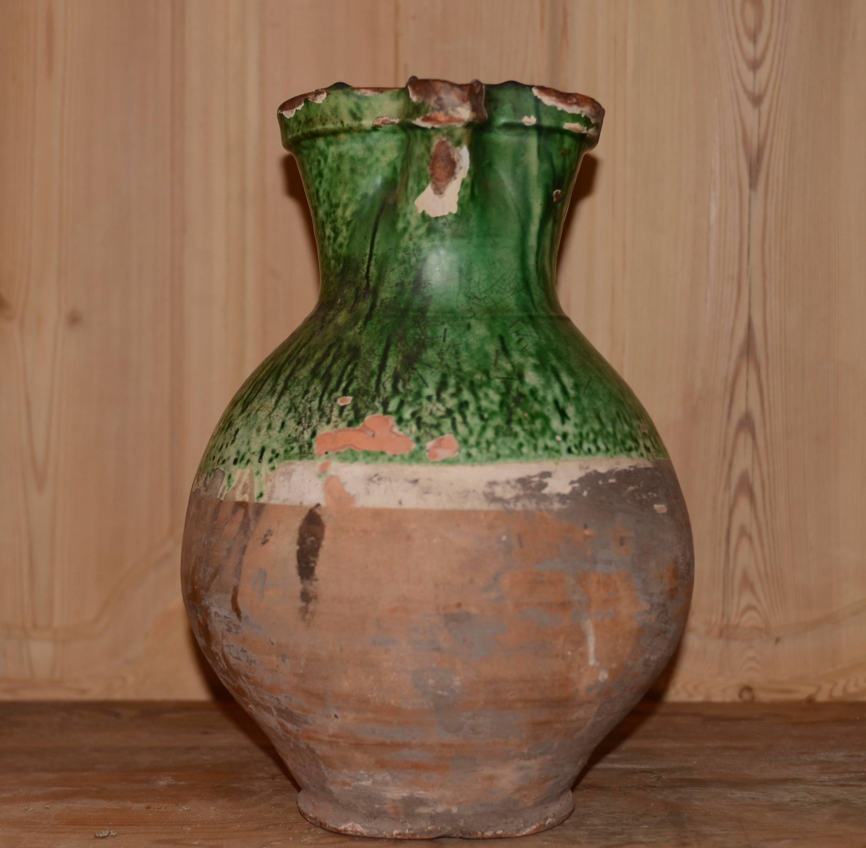 19th Century French Green Glazed Pichet / Pitcher For Sale 6