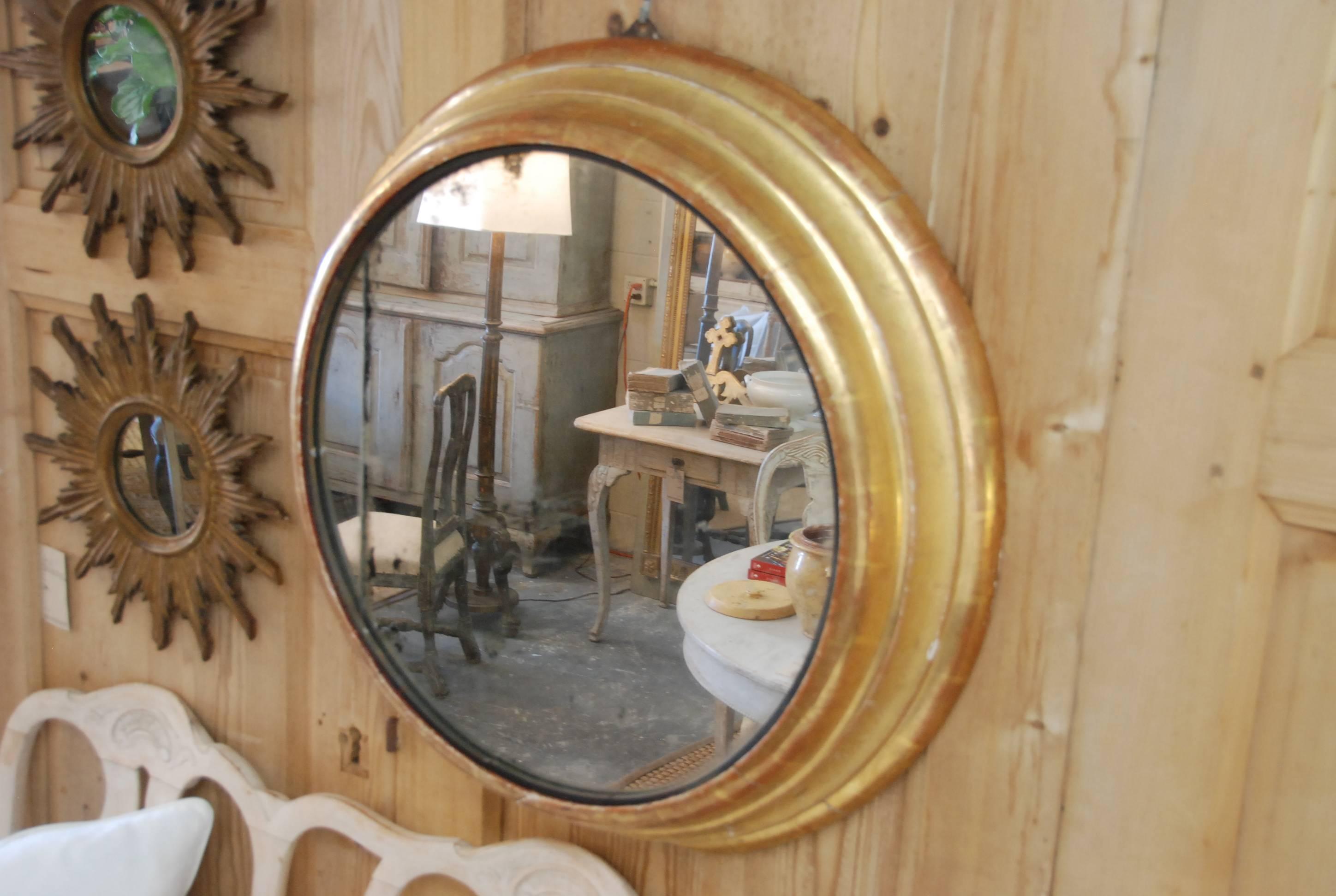 19th Century French Round Gilded Mirror For Sale 6