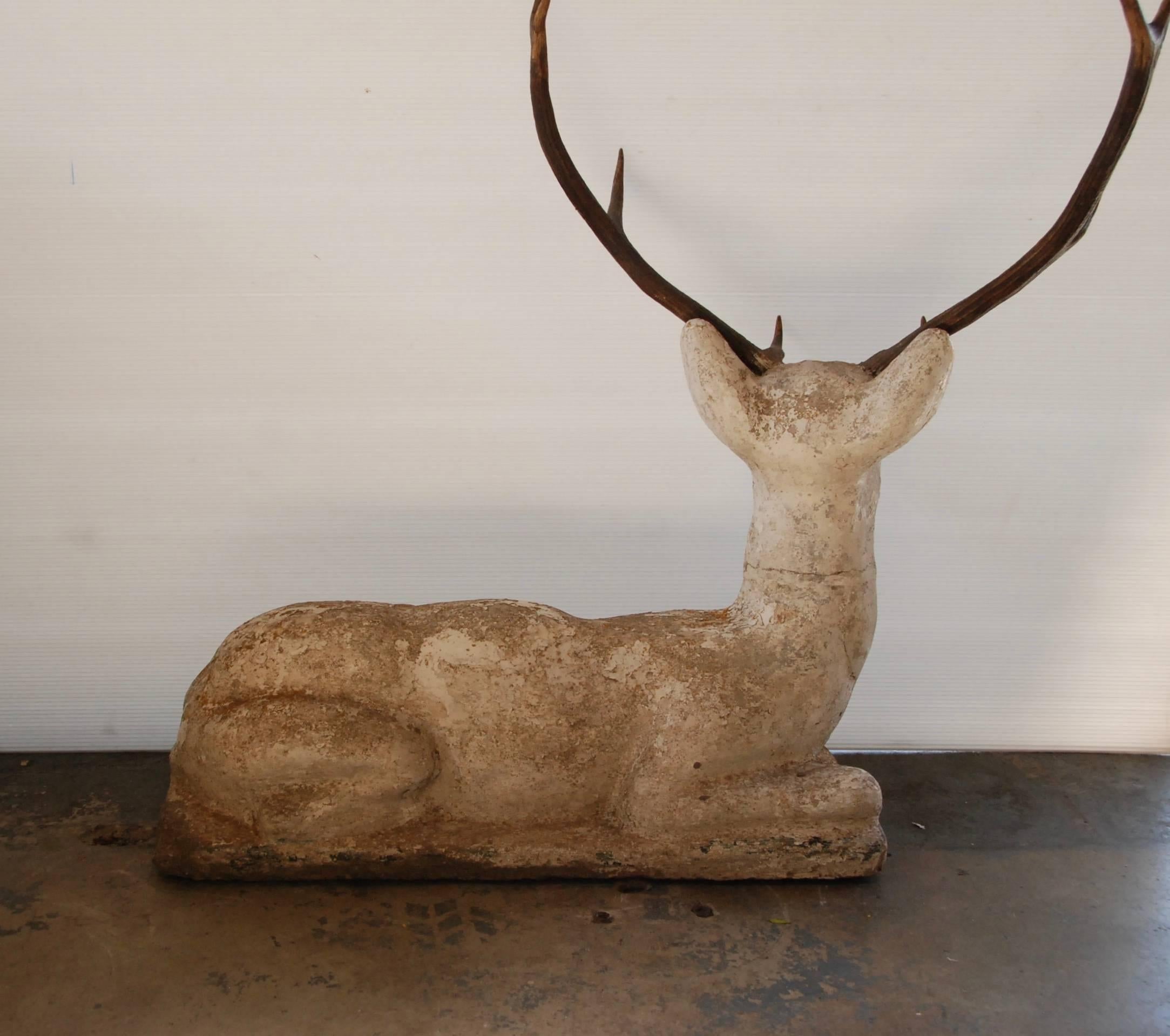 Vintage French Garden Deer with Antlers 4
