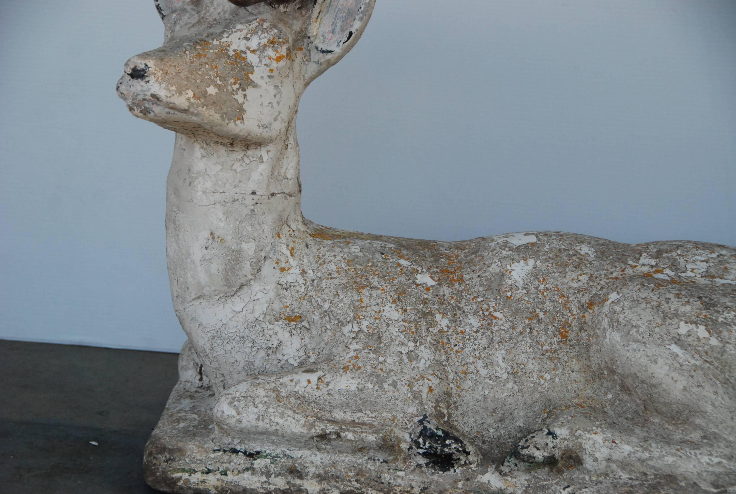20th Century Vintage French Garden Deer with Antlers